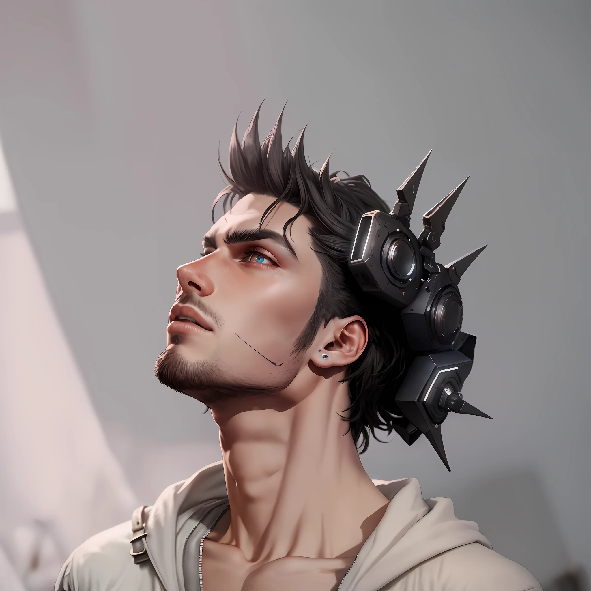 Change the background to a futuristic cyberpunk cityscape with advanced technology, and depict an attractive and clear-faced 3D character 'handsome boy'.