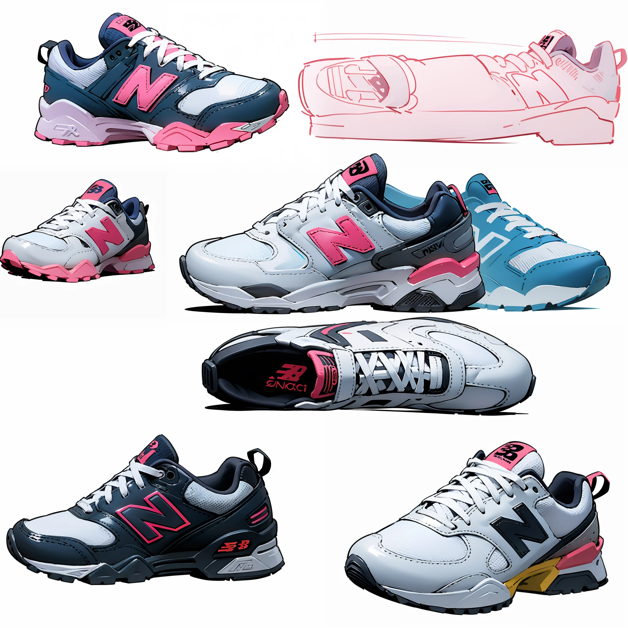 Pair of sneakers, New Balance, Sketch
