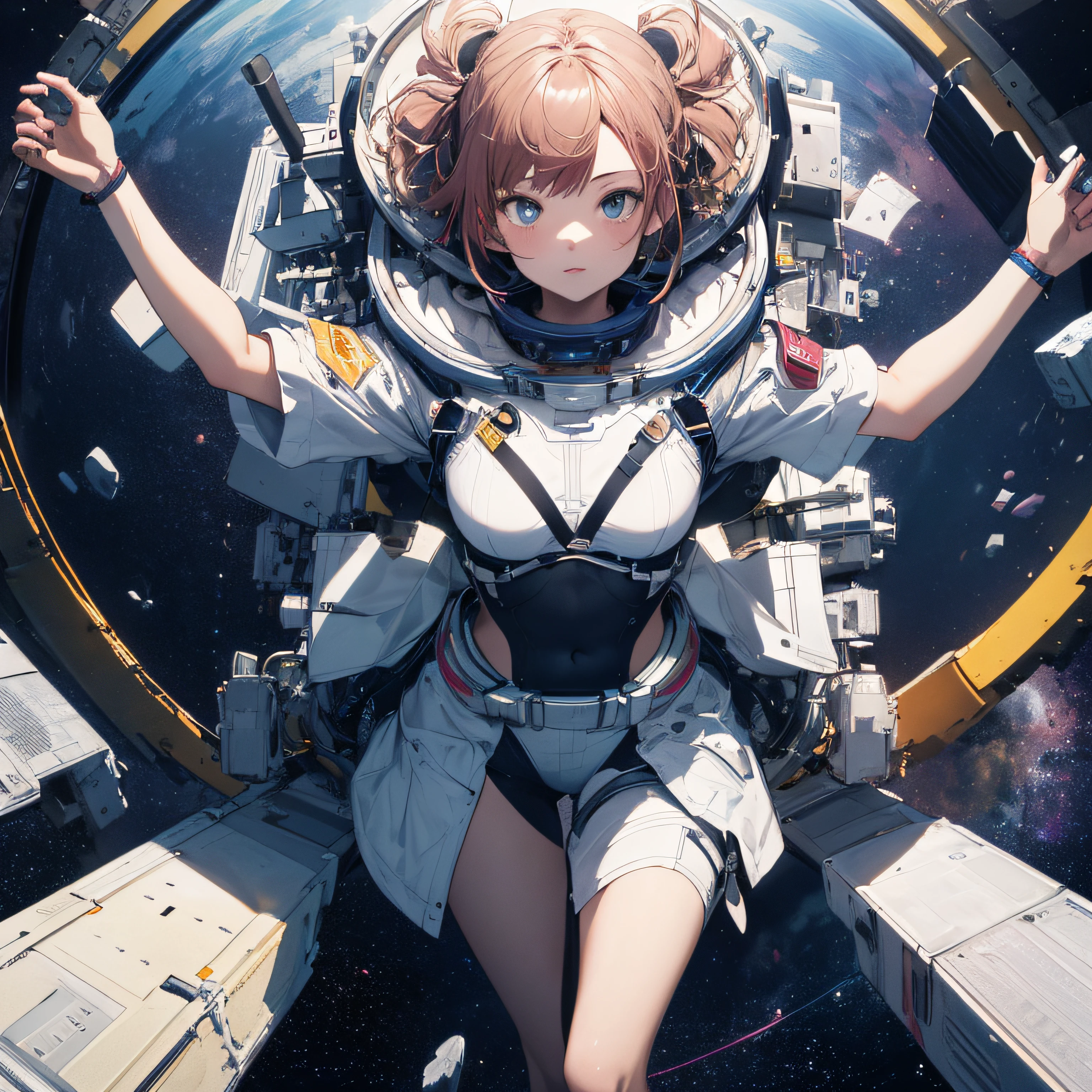 absurd res, high res, (masterpiece:1.4), ultra-detailed, 1girl, from above, space, floating