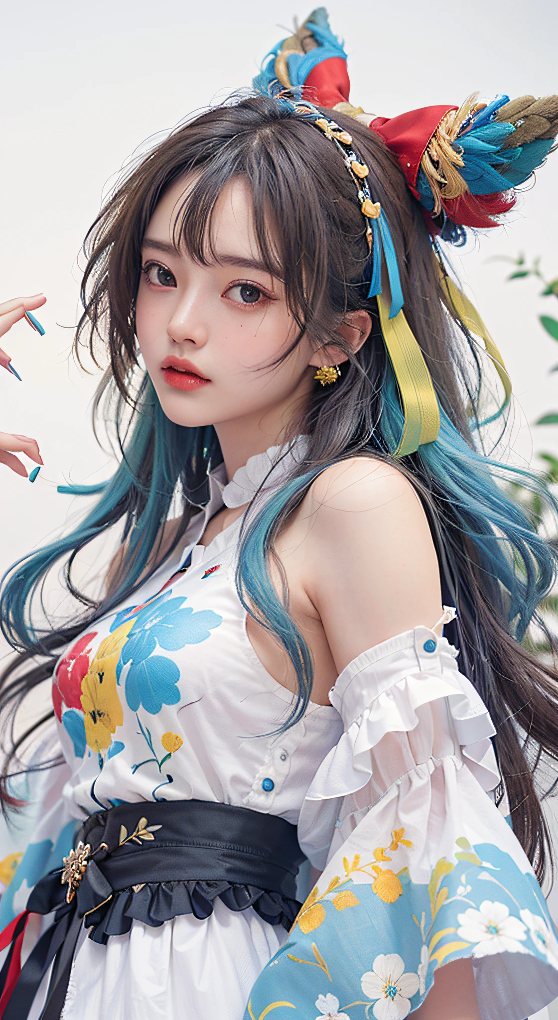 1 girl solo, (3k RAW photo, Bert quality, masterpiece 12) (realistic photo quality 1. A) (extremely detailed CG uniform and k wlpaper) ((high gradient: 1.3), soothing tones, mute, high contrast, (natural skin texture, surrealism, soft light, clarity)), colored hair,