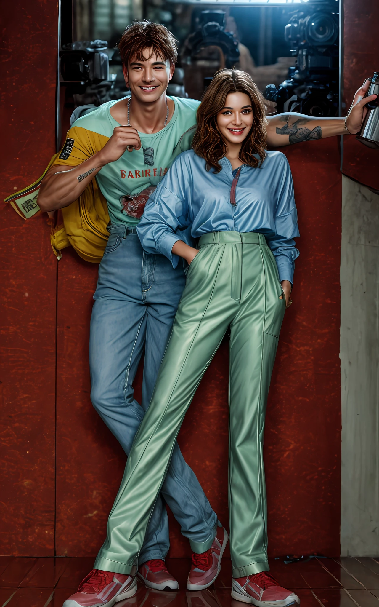 Photo Realism, 1 couple, smile, look at the audience, best quality, detailed details, cinematic lighting effects, masterpiece, official art, 4K