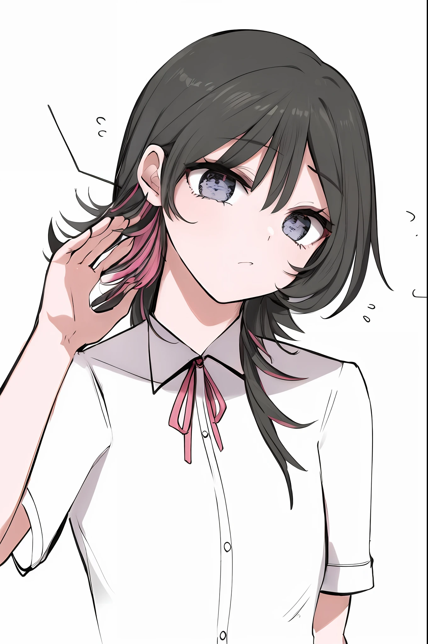 White shirt, squinting