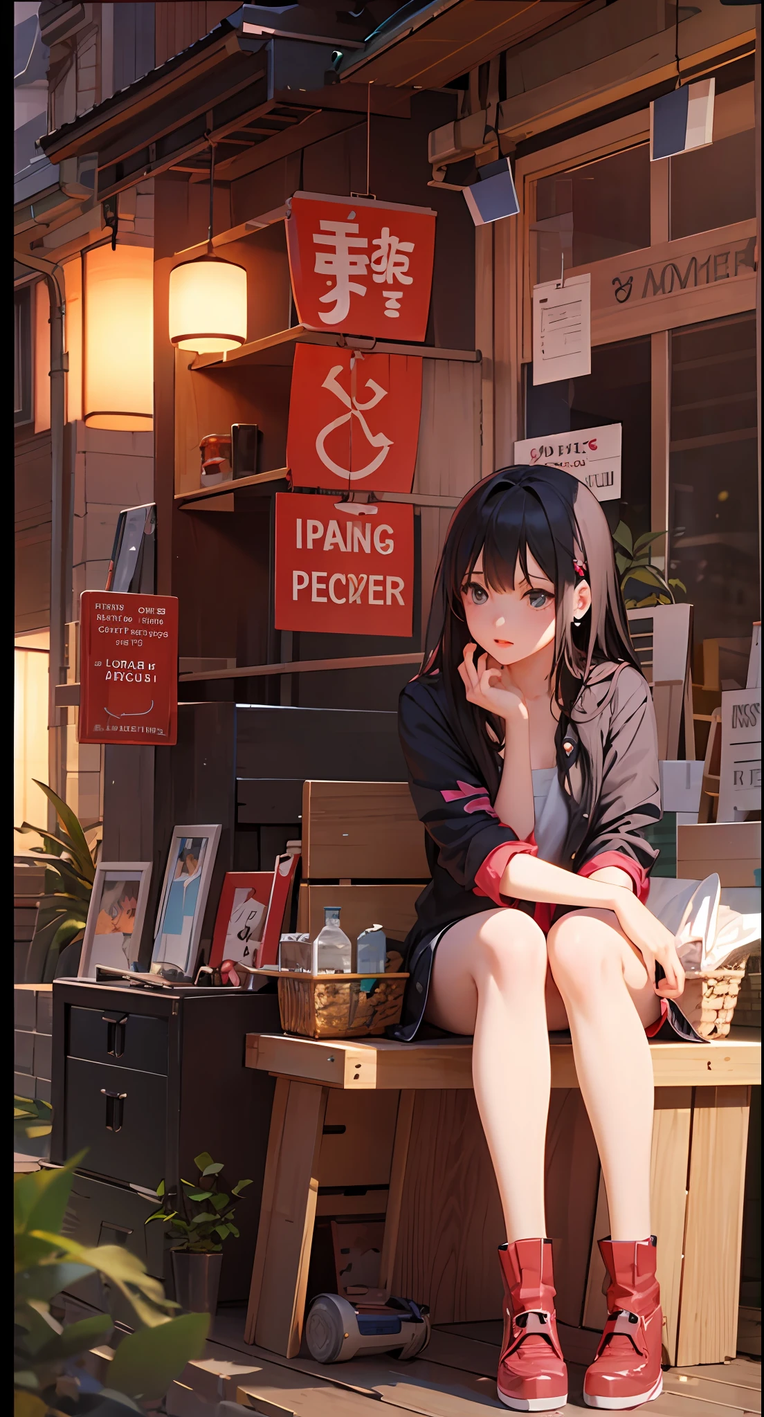 Anime girl sitting on bench with fan, popular on CGSTATION, realistic anime 3 D style, Guvez style artwork, smooth anime CG art, anime girl squat, 3D anime realistic, beautiful anime girl squat, character is her natural pose, palace, girl in hanfu