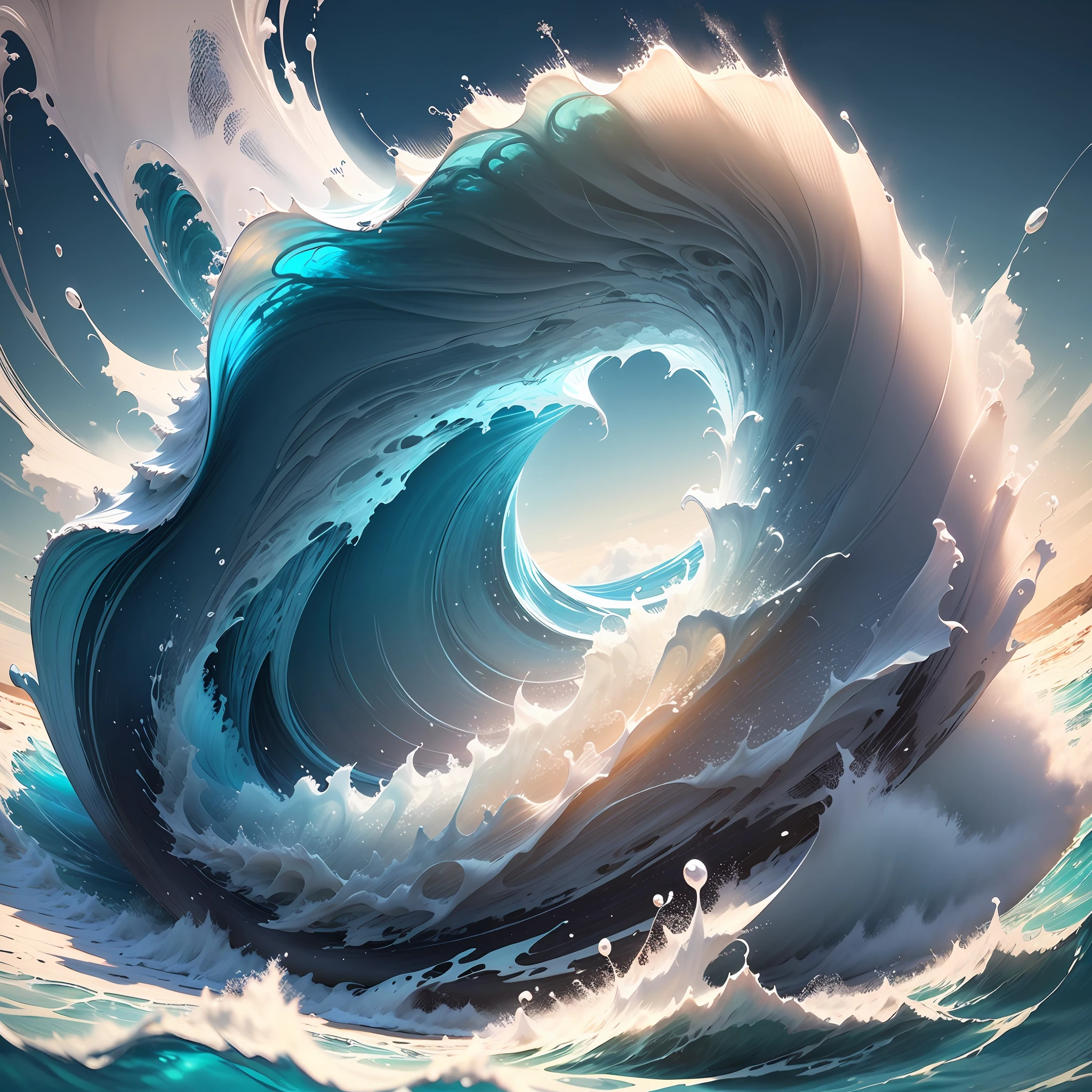 An elegant circular logo for the artificial intelligence company SeaArt resembling a cresting wave, featuring shades of deep blue and white against a transparent background, capturing the essence of fluidity and innovation, Photography, macro lens with soft focus