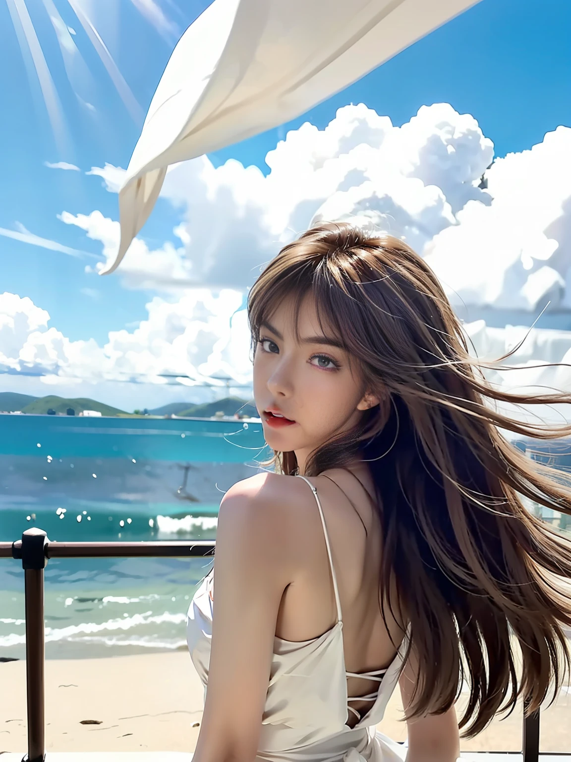 Delicate face, feminine color, lip biting action