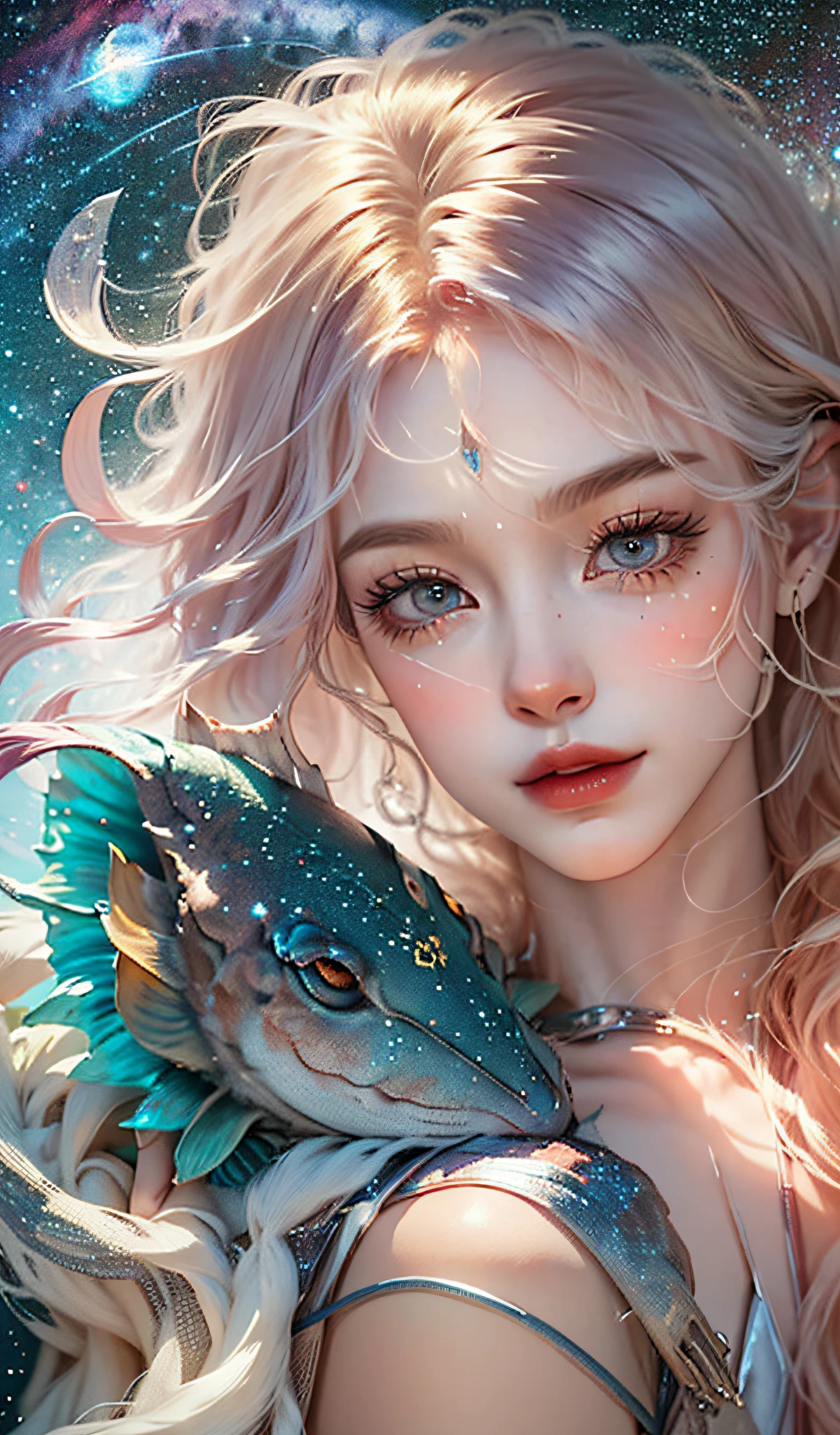 Pisces: zodiac sign, maiden, starry sky, slim body, 8k,
Empathy, inspiration, romance, healing, artistic talent, easy to be deceived.