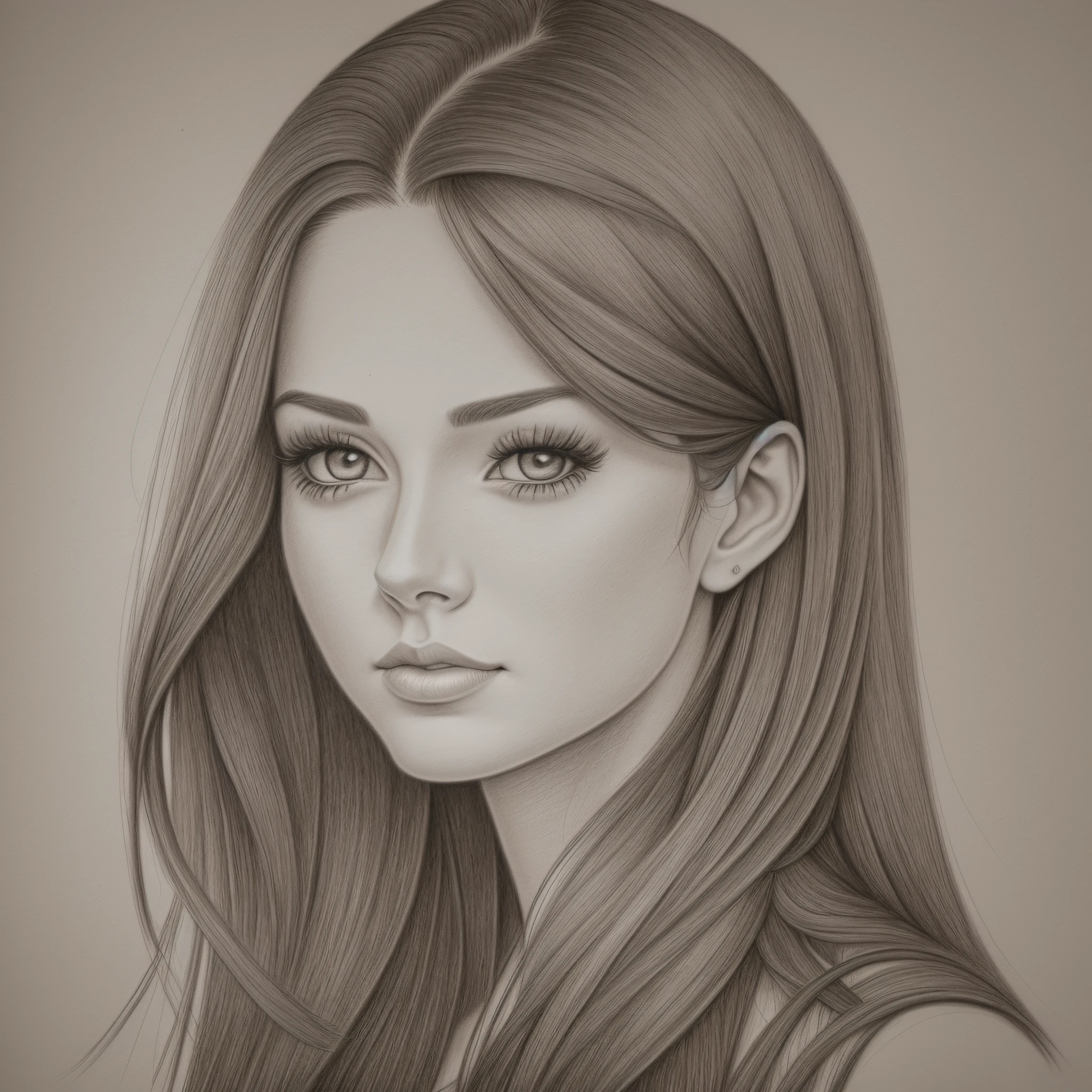 Freehand drawing, drawing produced without any other tool than pencil and paper. (pencil drawing), (draft style), (graphite pencil cracks), beautiful woman, short black hair (handmade drawing style art),(little definition), (art made on canson paper 300 gram), on a drawing board with drawing material around it. --auto