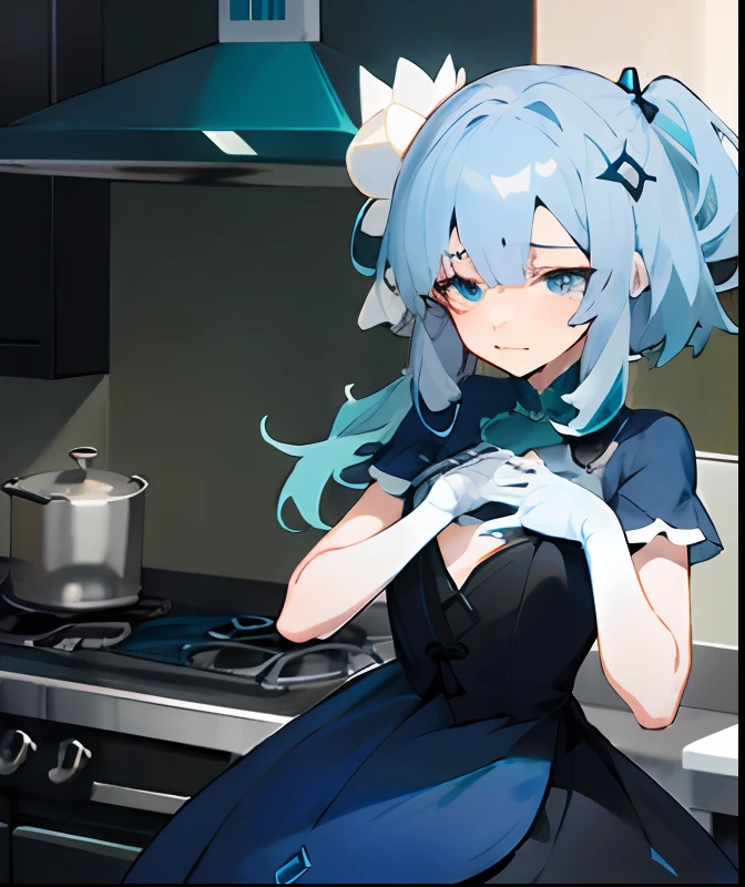 anime girl with blue hair and blue eyes in a kitchen, my dress up darling anime, ahegao face, ahegao, blue scales covering her chest, stylized anime, 8k!!, anime waifu, loli, anime girl with teal hair, mikudayo, waifu, sad cerulean eyes, ayaka genshin impact