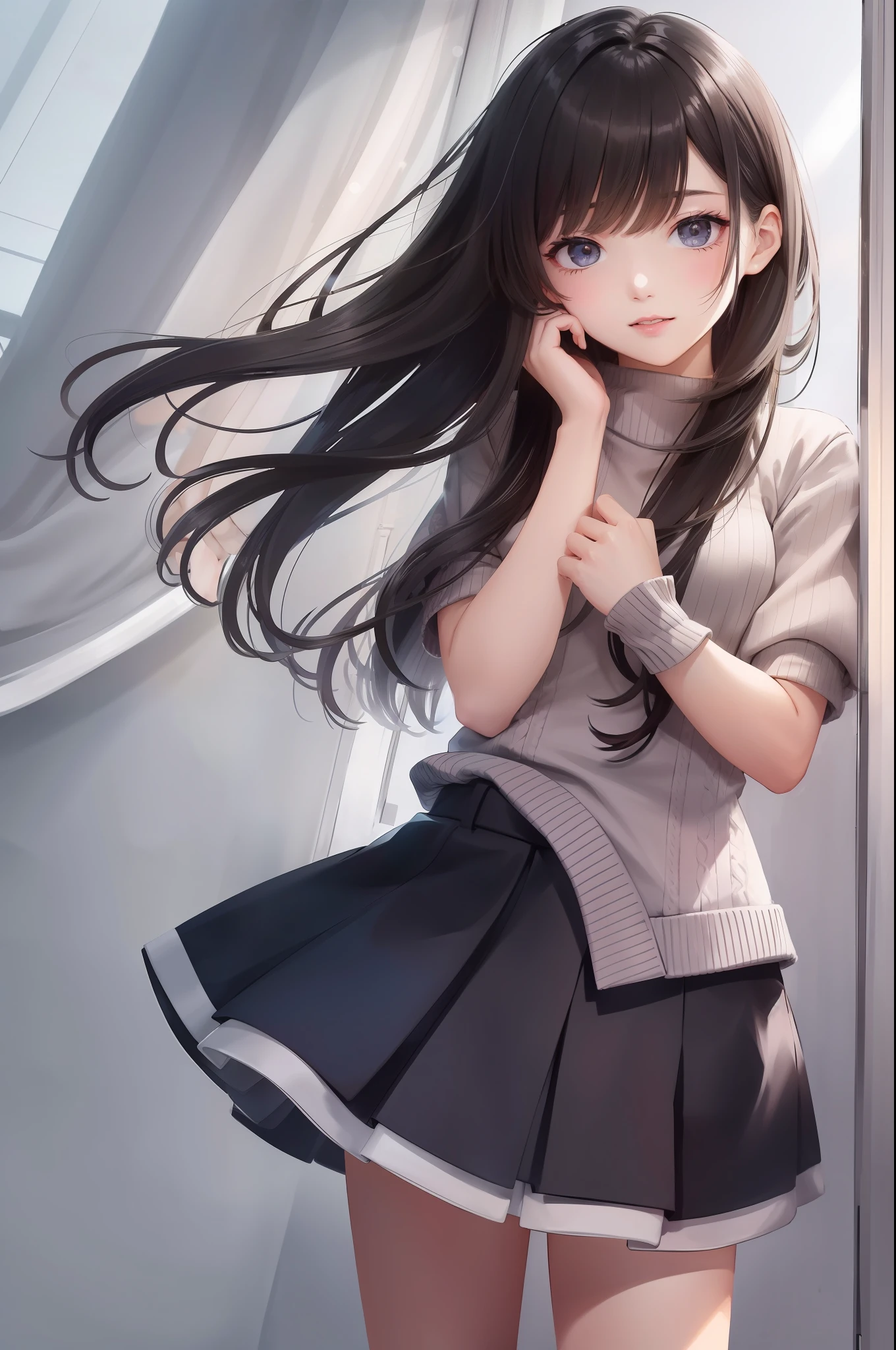 (Best Quality, Masterpiece: 1.1), (Fidelity: 1.4), 1girl, Cowboy Shot, Sweater