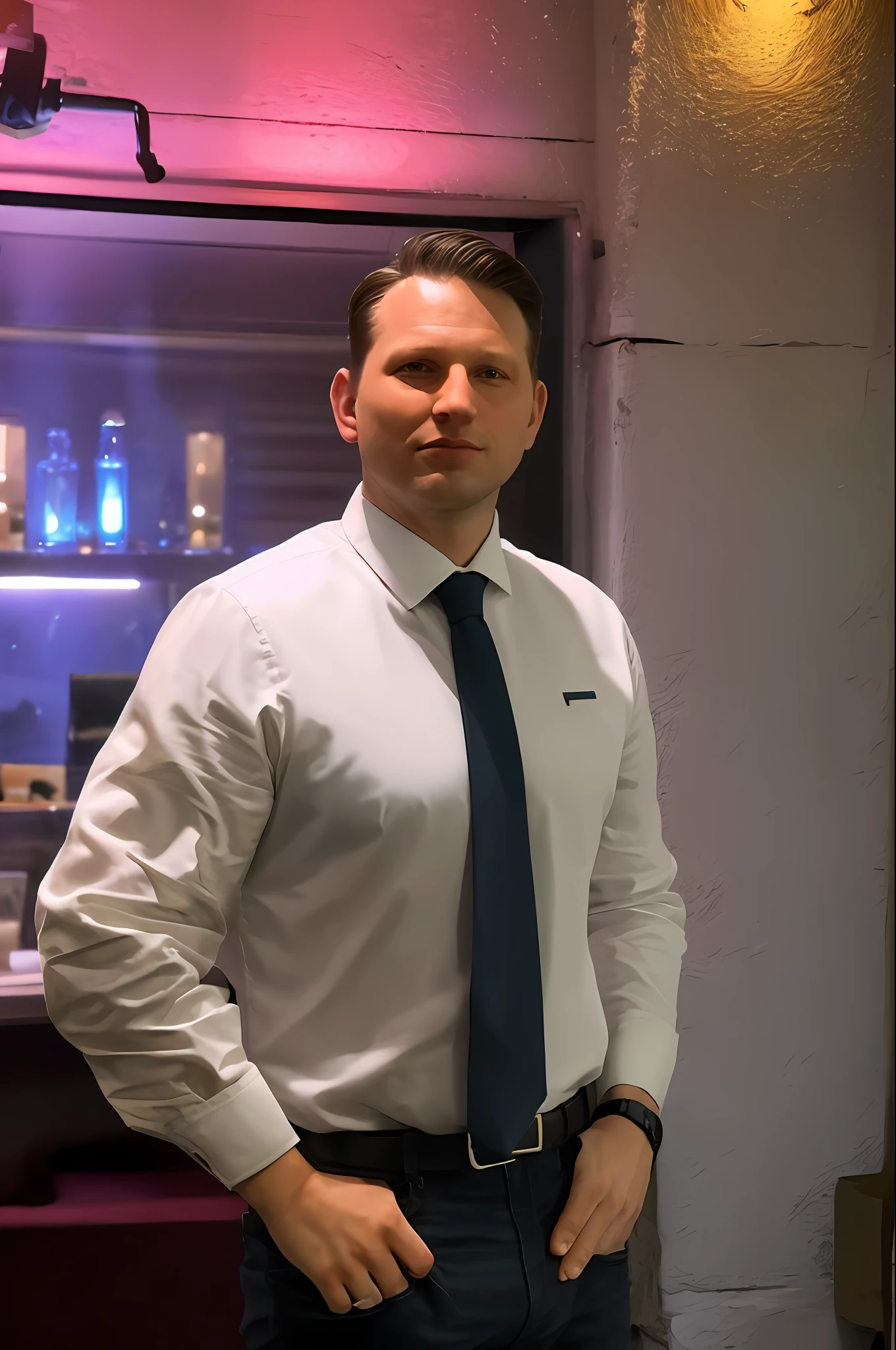 slawomir mentzen 1boy man, best quality, masterpiece, photo realistic photorealistic, indoors, shirt, cinematic lighting, upper body