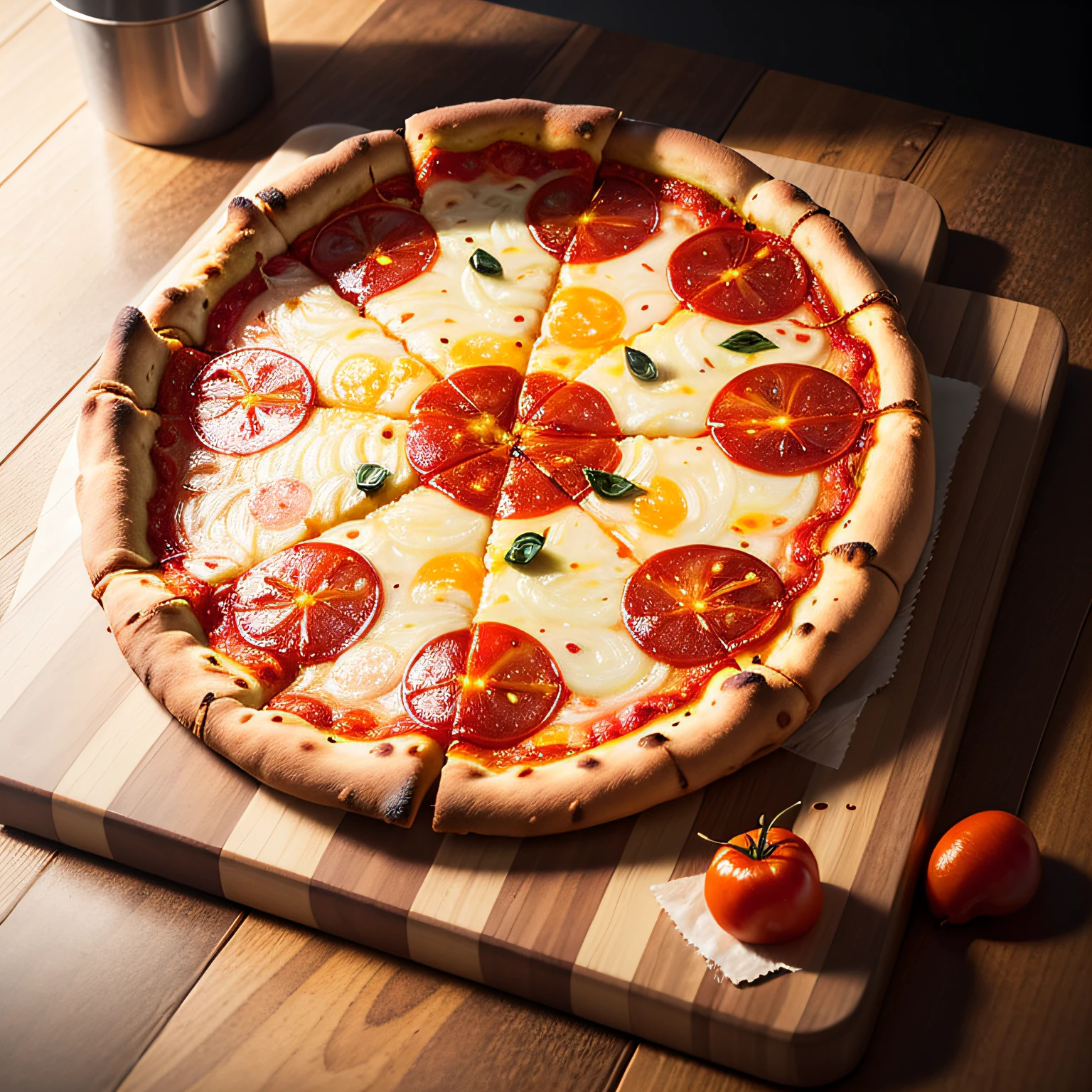pizza with a slice missing from it on a wooden cutting board, italian pizza, pizza pie, pizza, pizza on a table, pizza!, pizza in foreground, pizza the hut, eating a pizza, eating pizza, supreme pizza, yummy, sharing a pizza, cheese and pepperoni, ❤🔥🍄🌪, munching pizza, cooking pizza, food commercial 4 k --auto