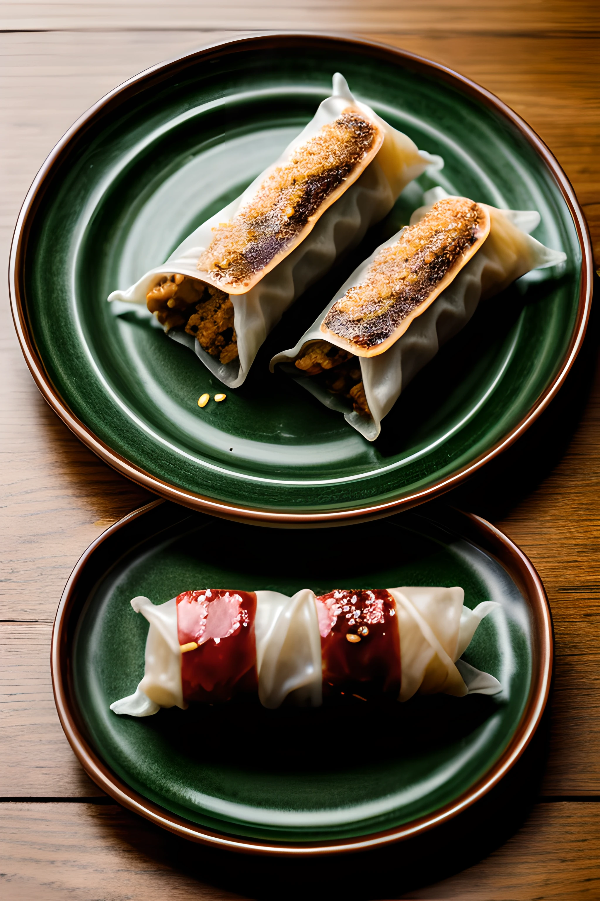 There are many different types of zongzi on the plate, high quality zongzi photography, Bao Pan, Kate Butcher, bamboo plate, green bamboo leaves, wooden table, food shaped into tetrahedral shape: 2, 5d, 5d, bun nan, traditional, delicious, in Thawan Ducani style, malaysia, yum, style zongzi photography, recipes, zongzi photography, masterpiece, 3D, UHK, 16K, lots of detail, realism, masterpiece, 3D, UHK, 16K, lots of detail, fantastic, sparkling, highly detailed, octane rendering, realistic photography, film shooting, motion composition, sharpening, detailed, professional lighting, cinematic lighting, 35mm, anamorphic, soft, light room, cinematography, bokeh, lens glare, film grain