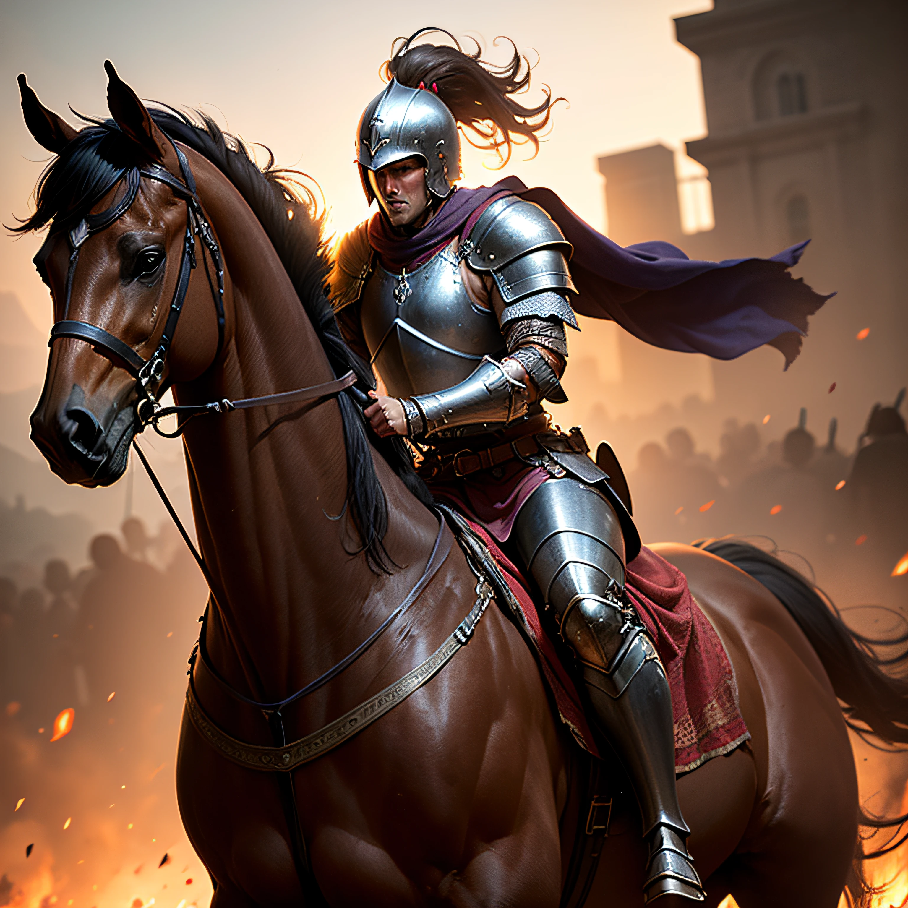 EPIC MEDIEVAL WARRIOR, SPARTA, ARMOR, RIDING A HORSE, HDR IMAGE, 8K, REALISTIC --auto