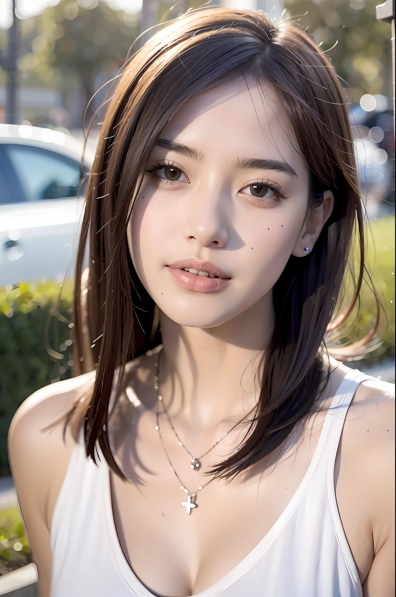 Random posture,1girl,seduce, beautiful breasts, lips, realistic, photo_\(medium\), solo, (masterpiece),(photorealistic:1.3), ultra-detailed, (high detailed skin:1.2),(best quality:1.0), (ultra highres:1.0), (ulzzang-6500:0.3), beautiful and clear eyes, delicate necklace,sunshine, (beautiful detailed makeup), (sexually aroused blushing heavy breathing:1.0), (soft glow bloom:0.5), mix4