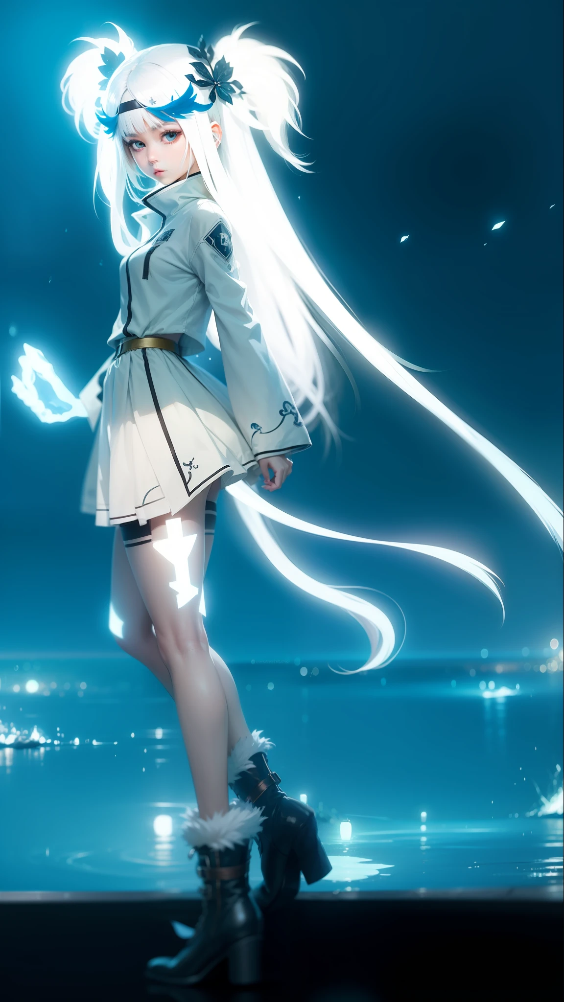 Anime character with gorgeous white glowing hair