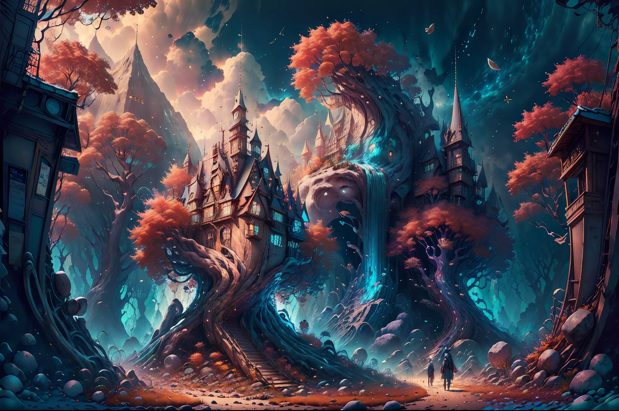 fantasy00d, , postcard, pretty, michael kutsche, fairy tale fantasy, chromatic aberration abuse, fall, Informative,