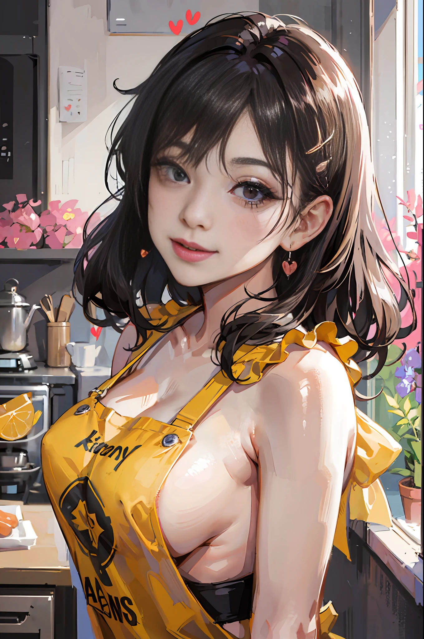 mia Kalifa((18 y.o girl in a apron)), (kpop idol), , dynamic pose, pale skin, (((natural breasts, big breasts))), (aegyo sal:1.1), (narrow waist), short white-hair, looking away, smiling, sexy, bangs, in the kitchen , indoors, public, (Bokeh), ultra-detailed, best quality, ultra high res, (NSFW:1.1) --auto --s2