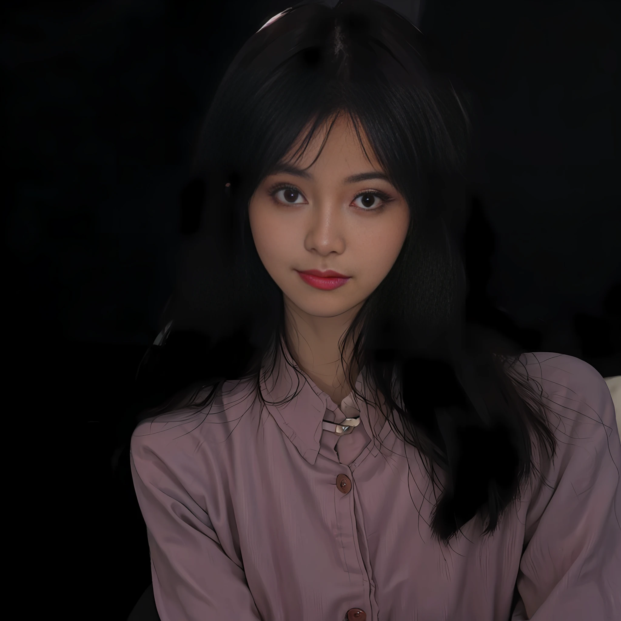 This AI-generated image shows a beautiful girl. She has long black hair, slightly curly, and floats lightly over her shoulders. Her eyes were very bright, and her pupils flashed with wisdom and curiosity. Her face is very delicate, her facial features are distinct, especially her lips, slightly upturned, with a hint of a sweet smile. She wore a lilac dress with a light fabric that swayed gently with her body, showing her graceful figure. The whole picture is full of gentleness and elegance, which makes people want to get close to her and communicate with her.
