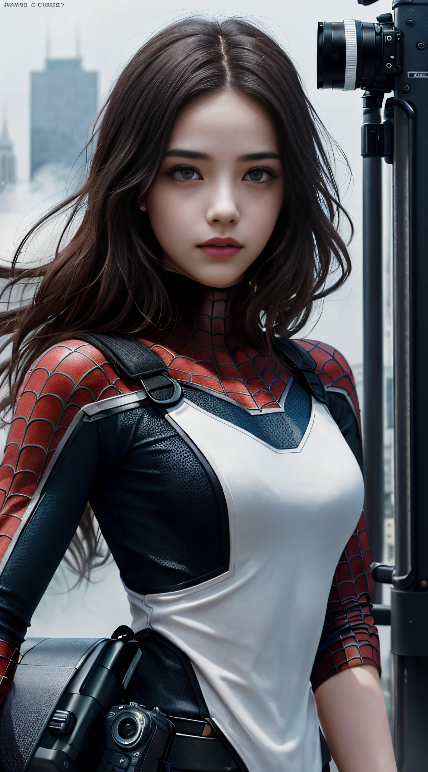 (1girl:1.3), solo, ((very detailed face)))), ((very detailed eyes and face)))), beautiful detail eyes, body parts__, official art, unified 8k wallpaper, super detailed, beautiful and beautiful, beautiful, masterpiece, best quality, original, masterpiece, super fine photo, best quality, super high resolution, realistic realism, sunlight, full body portrait, amazing beauty, sexy pose, delicate face, vibrant eyes, (from the front), She is wearing a Spider-Man suit, red and black color scheme, spider, very detailed city roof background, rooftop, overlooking the city, detailed face, detailed complex busy background, messy, gorgeous, milky white, highly detailed skin, realistic skin details, visible pores, clear focus, volumetric fog, 8k uhd, DSLR camera, high quality, film grain, fair skin, photo realism, lomography, future dystopian megalopolis,