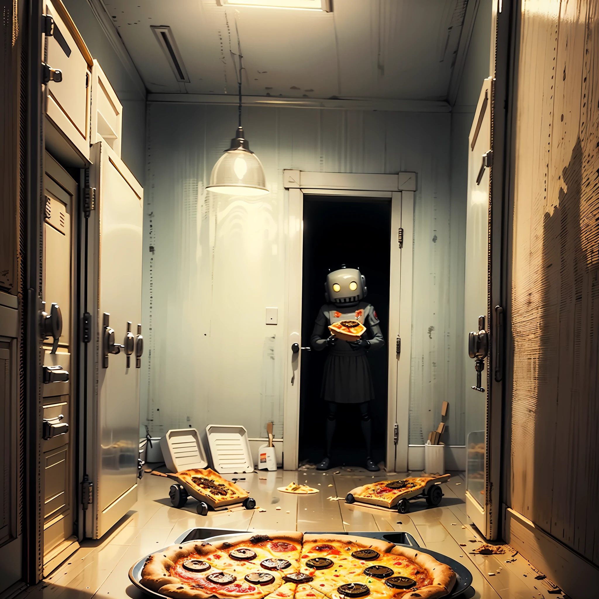 The Pizza Bots are the entities that roam the Pizza Parlour. They are animatronic robots that are very good at cooking pizzas for customers and they are very skilled at baking, but they are quite hostile to backrooms wanderers and their pizza-baking skills are useless in the backrooms, so they attack anyone who comes too close to their pizza ovens.