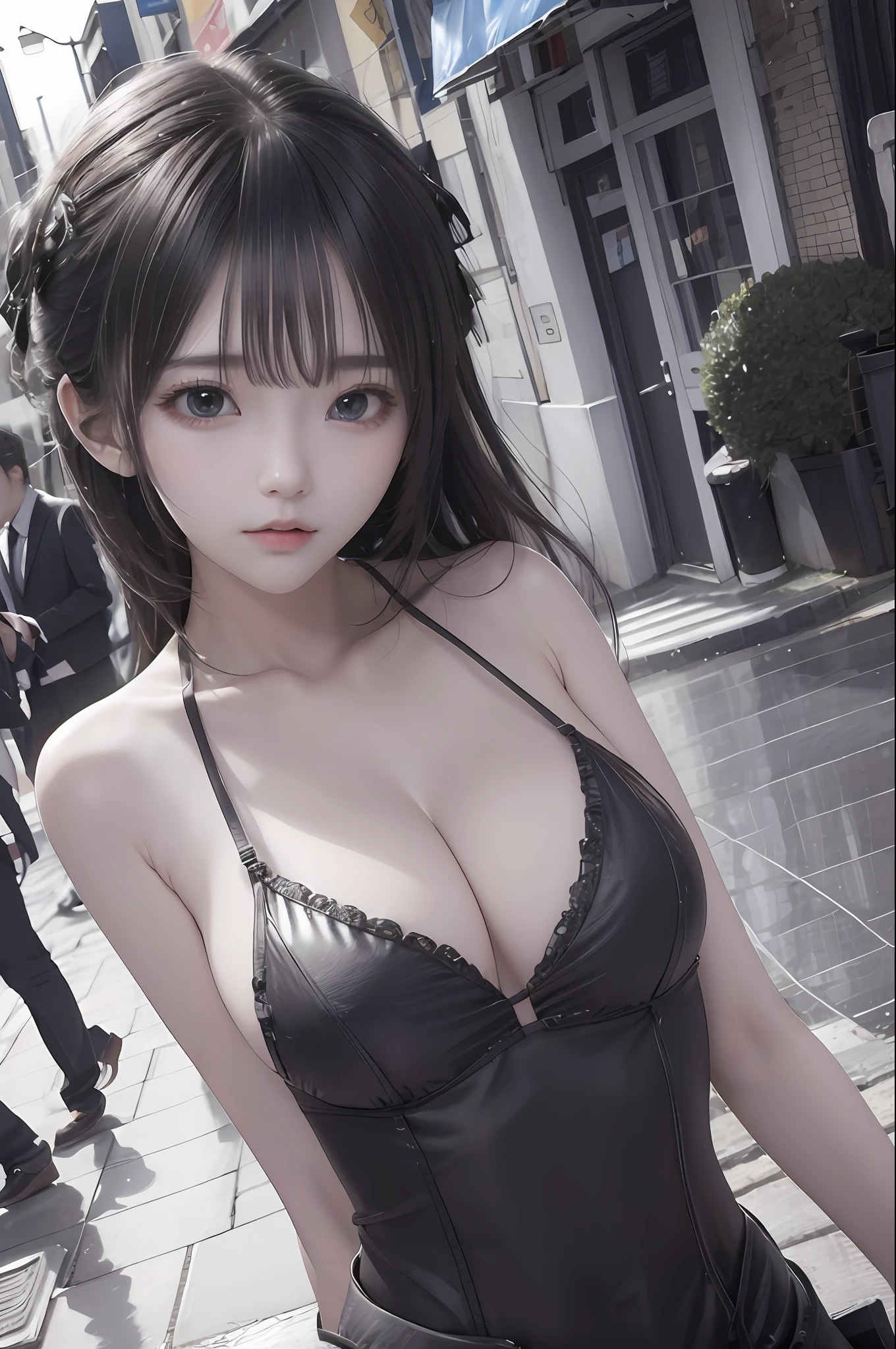 1girl,Street after Rain, dramatic lighting,