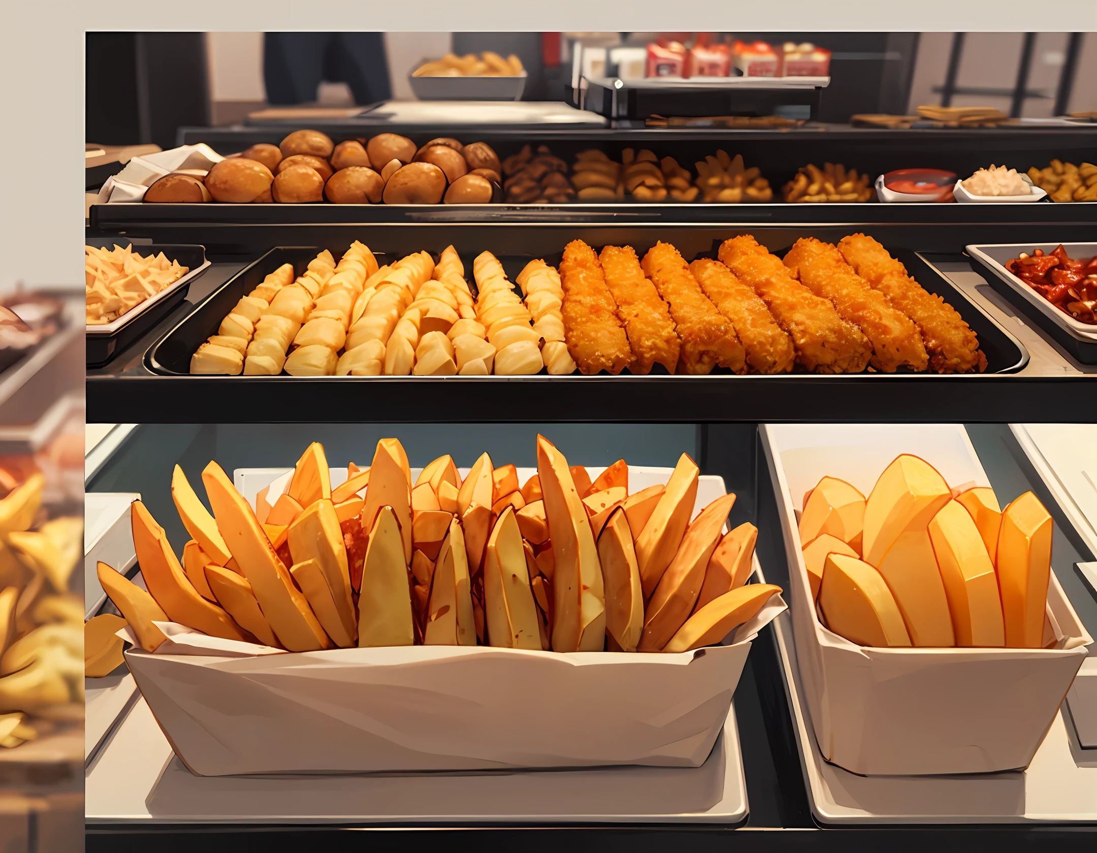 Roll fries, fries shop, potato wedges