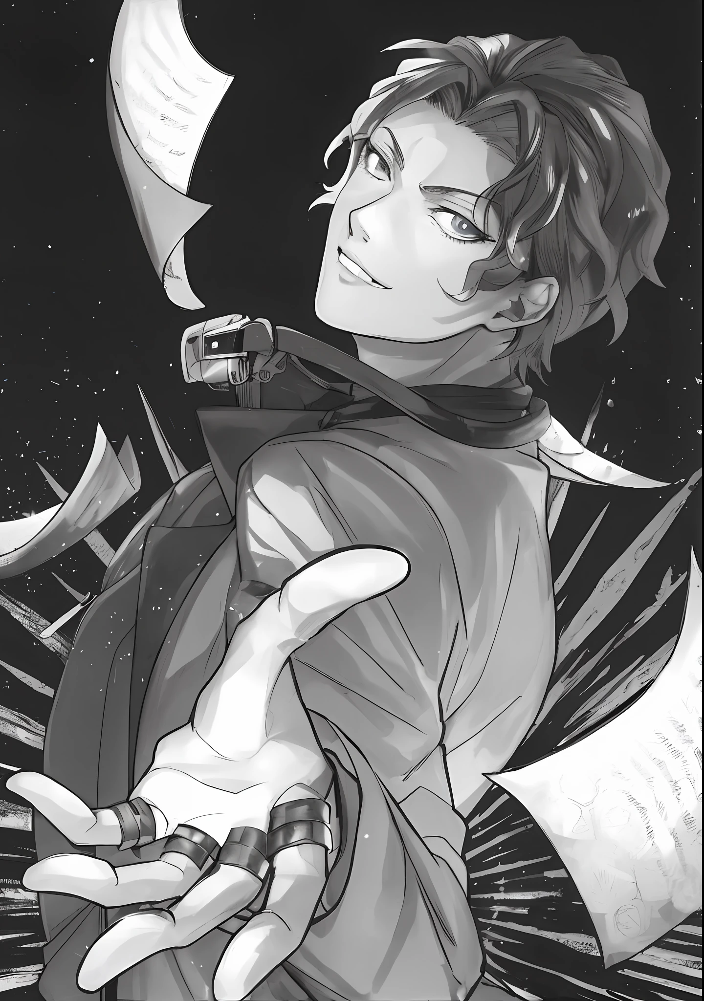 High quality fanart, manga style by kentaro miura use vibrant colors 4D highlight for the eyes