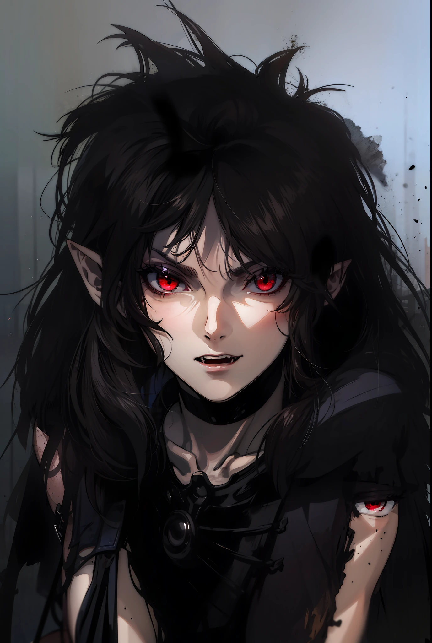 Girl,Pointy Ears,Red Eyes,Dressed in Armor,Vampire,4k, Full Body