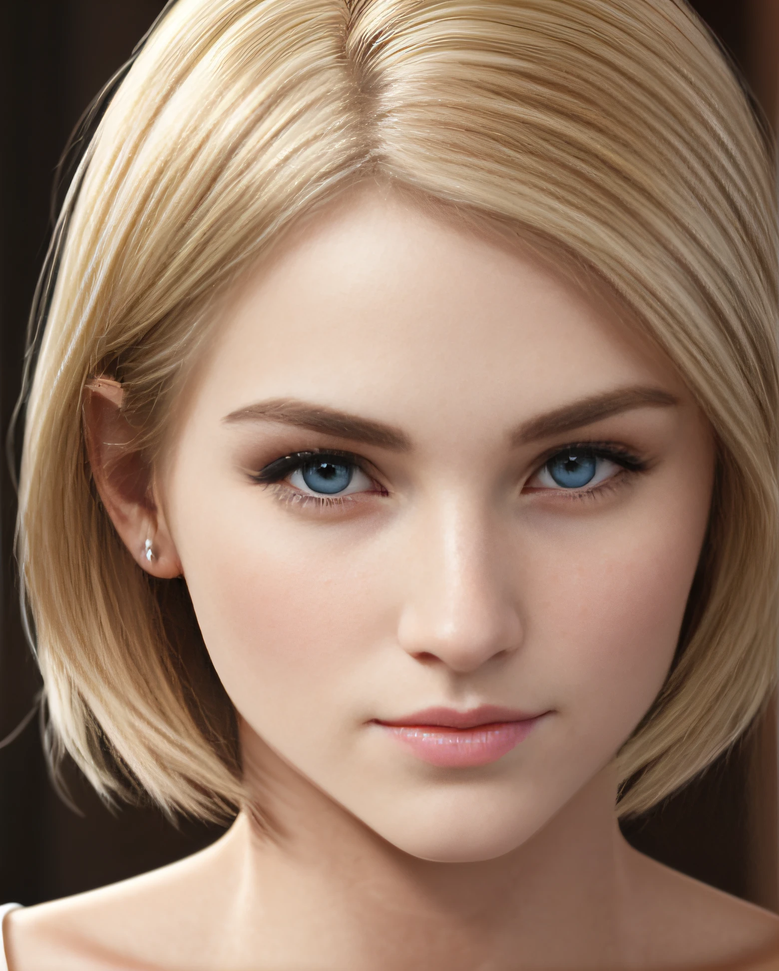 ((best quality)), ((ultra res)), ((photorealistic)), (intricate details), 19 years old, blonde hair, perfect face, make up:1.5, light on face, face detail, NAKED, short hair, --auto