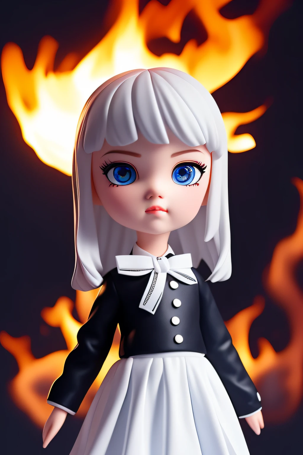 masterpiece,best quality, illustration,{beautiful detailed boy},beautiful detailed glow,(flames of war:1.2),(nuclear explosion behide:1.3),rain,detailed lighting,detailed water,(beautiful detailed eyes:1.1),expressionless,palace,azure hair,disheveled hair,long bangs,hairs between eyes,(whitegrey dress:1.1),black ribbon,white bowties,midriff,big forhead,blank stare,flower,long sleeves