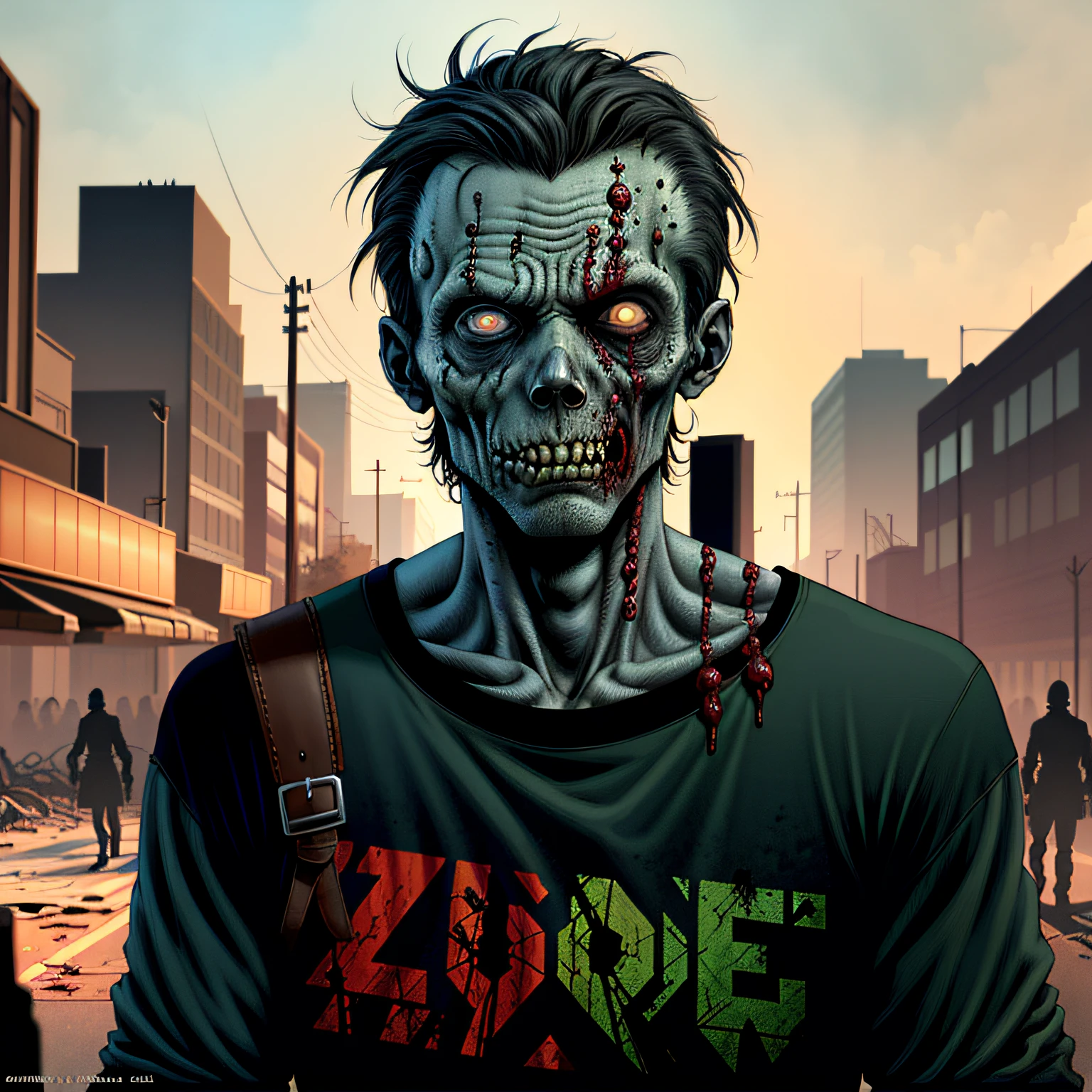 zombie portrait poster pop art style neon colors 50s --auto