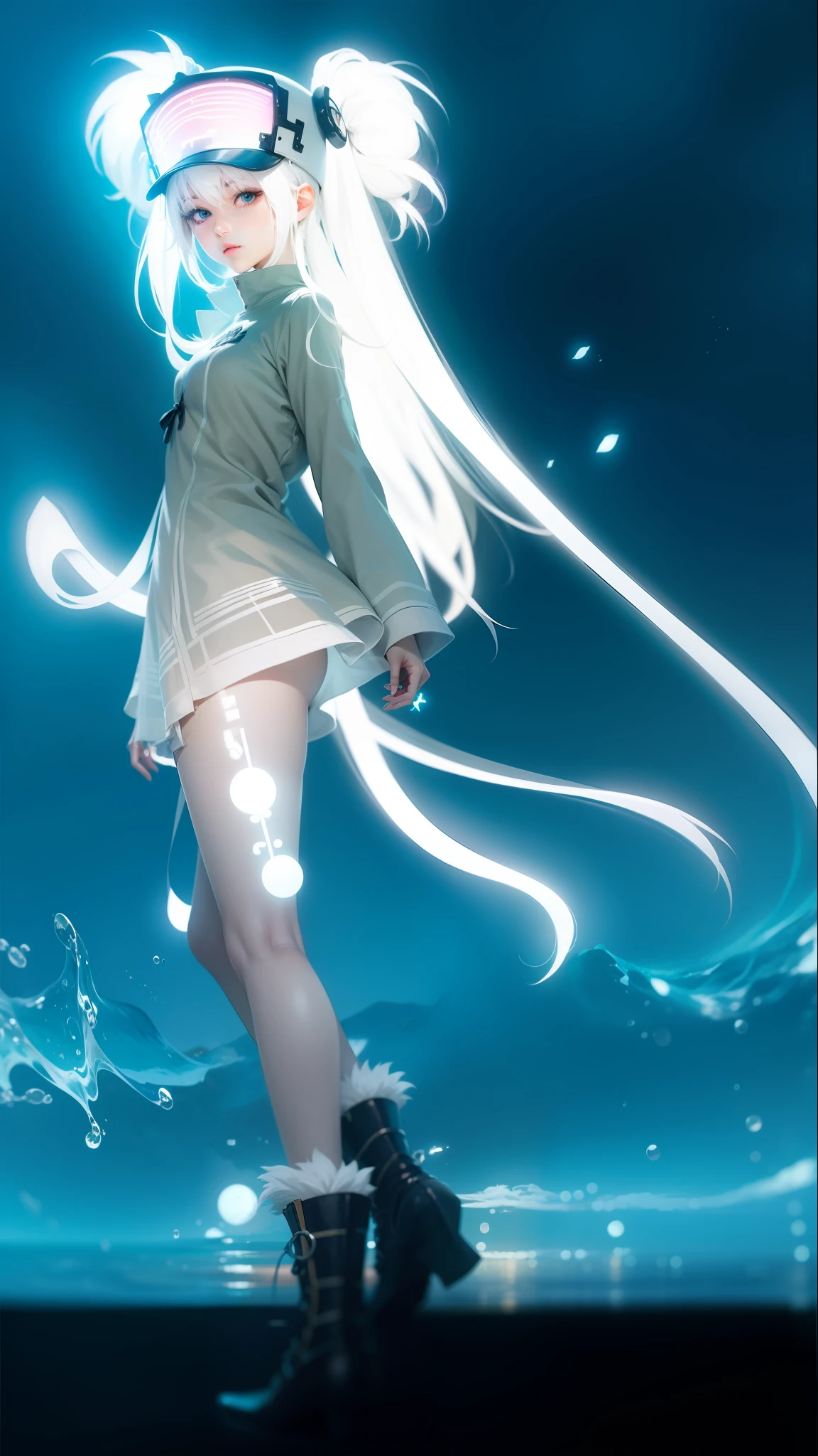 Anime character with gorgeous white glowing hair