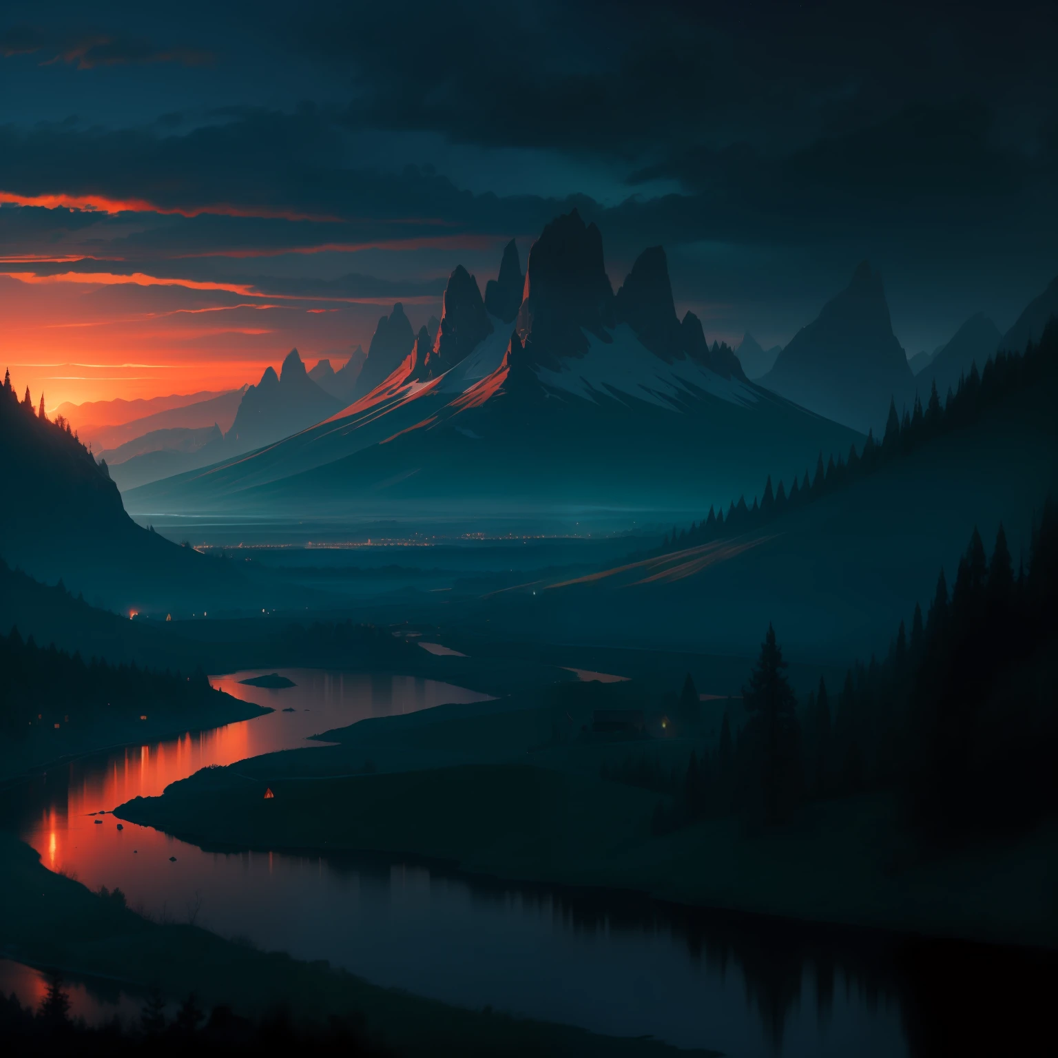 Melancholic landscape at dark dusk 1920 x 1080 --auto