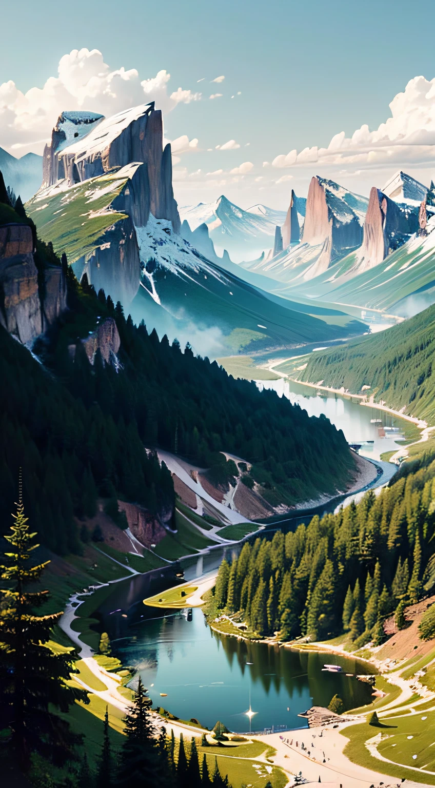 Imagine an unforgettable landscape that reveals the beauty and grandeur of God in every detail. It is a setting that transcends human understanding, where nature unites in harmony to create a divine masterpiece. In this landscape, you find yourself before majestic mountains, which rise towering towards the sky. Its heights seem to touch the clouds, while its slopes display lush vegetation, a tapestry of green hues and colorful blooming. In the valleys below, clear rivers flow serenely, reflecting the sunlight that shines brightly in the sky. Water is crystal clear, as if it were a mirror that reveals the purity and life it carries. On its banks, leafy trees offer shade and shelter to a wide variety of animals and birds, which seem to dance in harmony with nature. On the horizon, the sun sets in a divine spectacle. The golden, orange and pink colors paint the sky in a true celestial picture. It is as if God is pouring out His color palette on the world, creating a spectacle of light and beauty that is impossible to replicate. As you contemplate this magnificent landscape, you feel God's presence in a deep and comforting way. The grandeur of divine creation is evident in every detail of the landscape. Every mountain, every river, every ray of sunshine is a testimony to the power and beauty of God. In this landscape that shows the beauty of God, you feel small before the vastness and perfection of creation. It is an invitation to marvel at the divine work, to give thanks for the wonders of nature, and to feel connected to the divine. It is a reminder that God is present in all things, in the beauty of nature and in the depth of our hearts. --auto