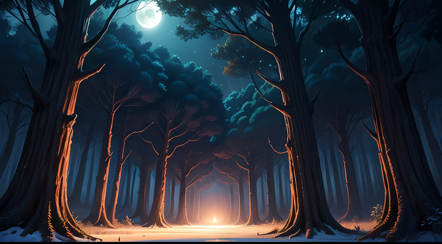 enchanted forest at night, digital art --auto