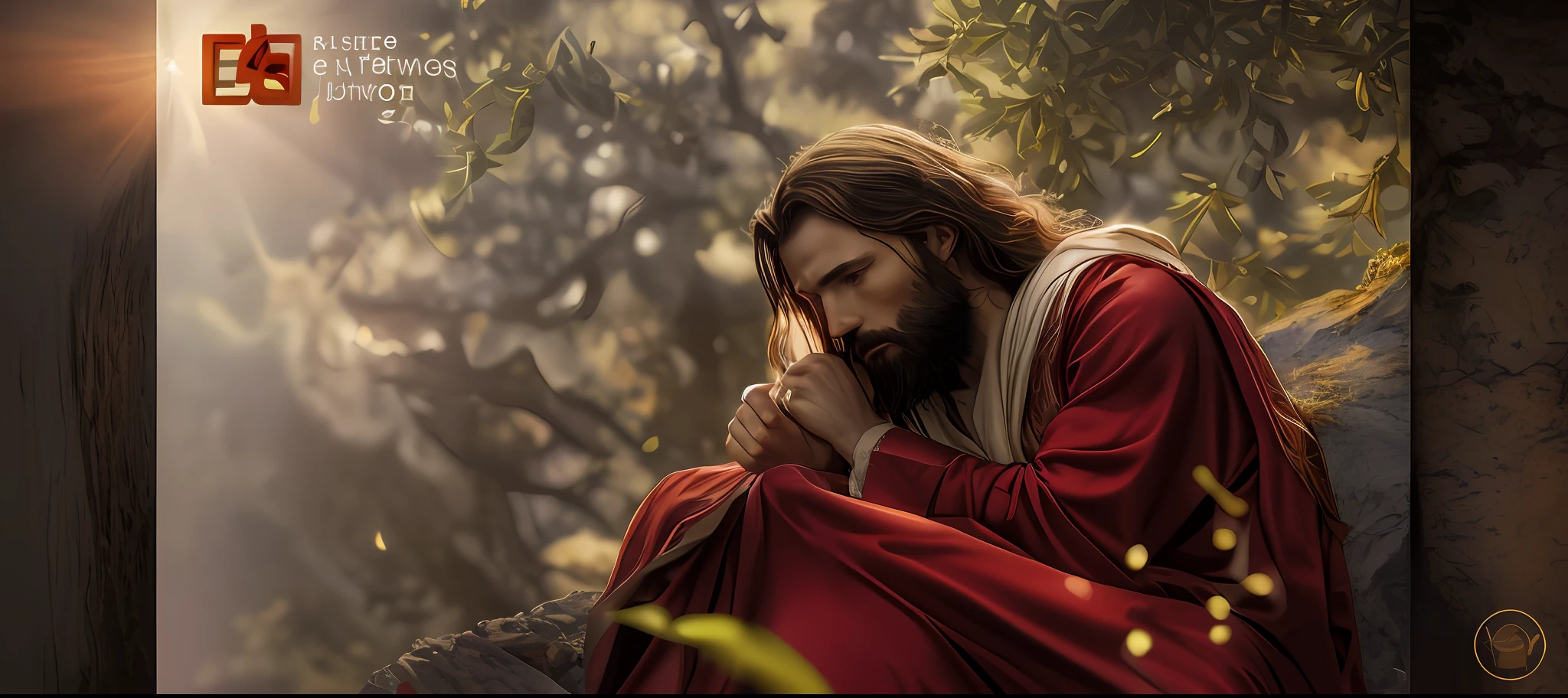 arafed image of a man with a beard and a red robe sitting on a rock, jesus hugging a woman, jesus christ, jesus of nazareth, greg olsen, the lord and savior, 4 k post, 4k post, jesus, movie still 8 k, no words 4 k, dressed like jesus christ, he is all alone, portrait of jesus christ