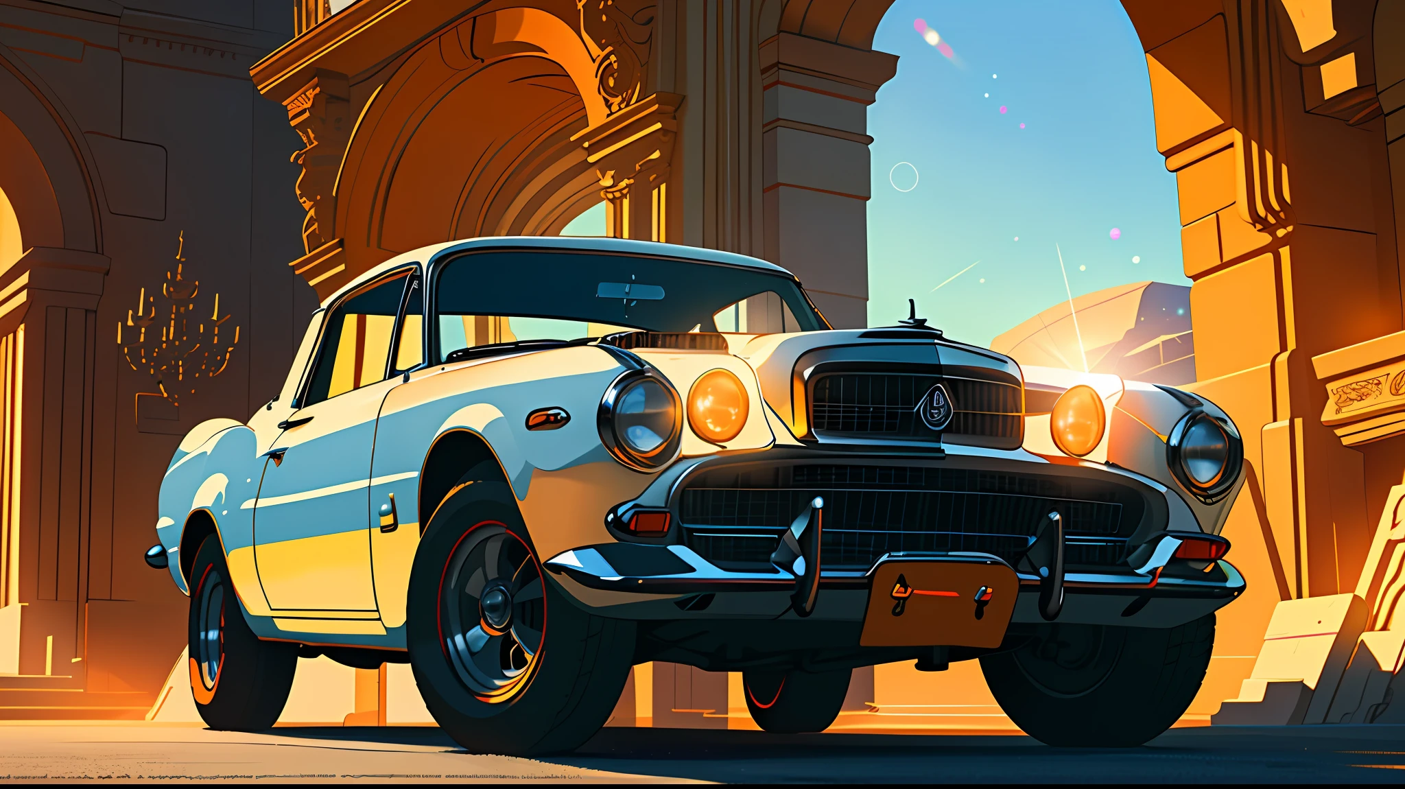 In the style of an oil painting, (((a 1936 classic car: Phantom III))), (Hallucinating Colorful Soap Bubbles), SKY RESCUE, NEON LIGHTING, AT NIGHT, ON THE STREETS OF NEW YORK, by Dave McKean and Richard Avedon and Maciej Kuciara, punk rock, Tank Girl, High detail, 8K, sharp focus, official art, Unity 8k wallpaper, ultra detailed, beautiful and aesthetic, high quality, gorgeous, masterpiece, best quality, zentangle, mandala, tangle VISUAL EFFECTS FVX