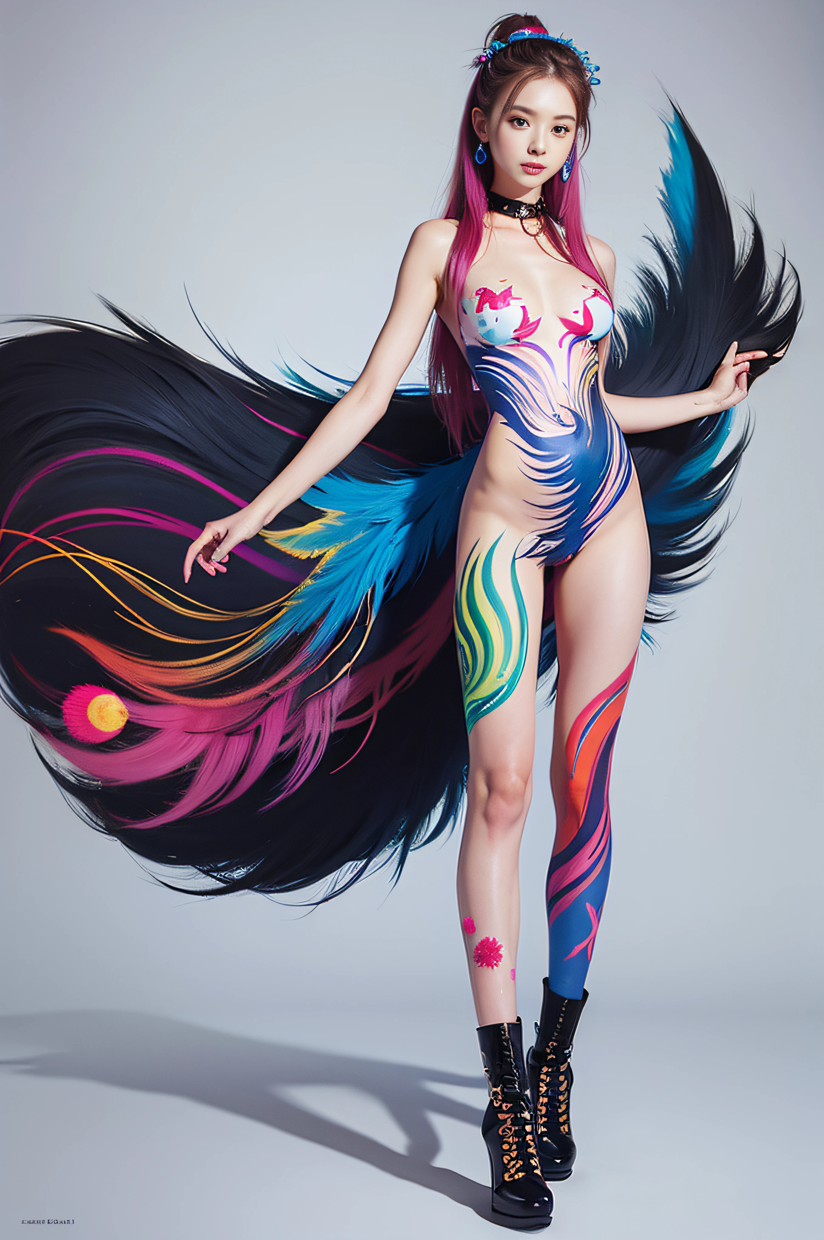 Create a vivid full-body painting of Venus