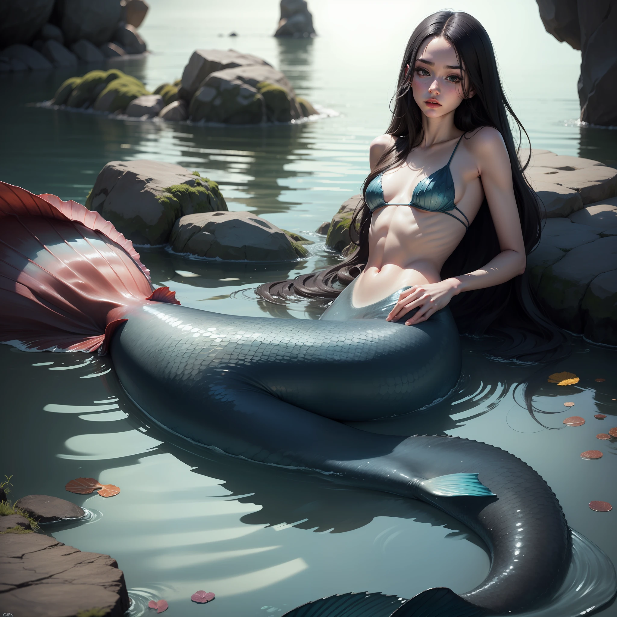 A mermaid with anorexia, very thin