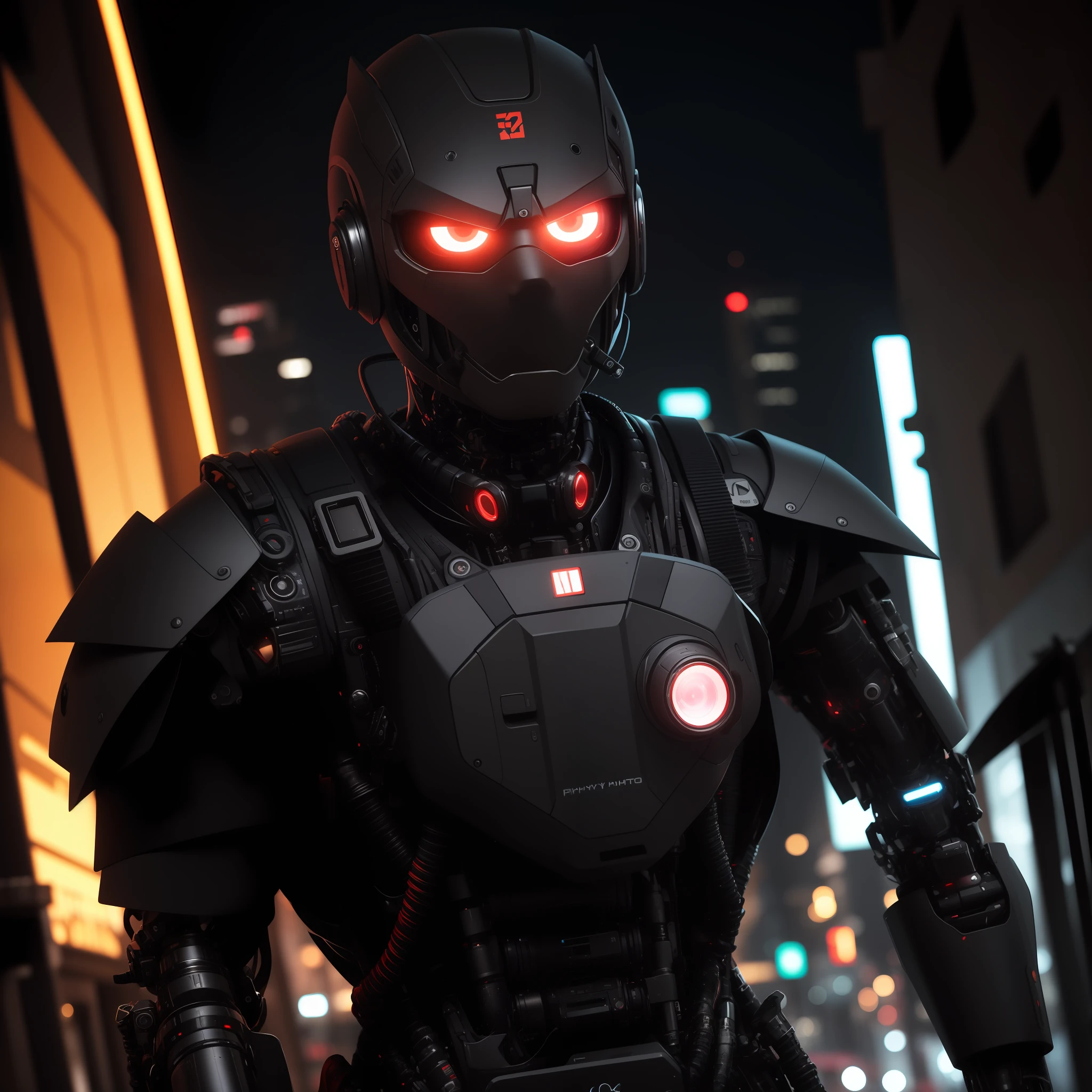 Award winning photohraphy, alone cybernetic ninja warrior, red eyes, sad, fury mode, 3000s, futurism, photojorunalism, Over - the - shoulder shot, Mid - night, hypedetailed, 8k, ultrarealistic, cinematic lightiing, nikon d750 --style raw --auto