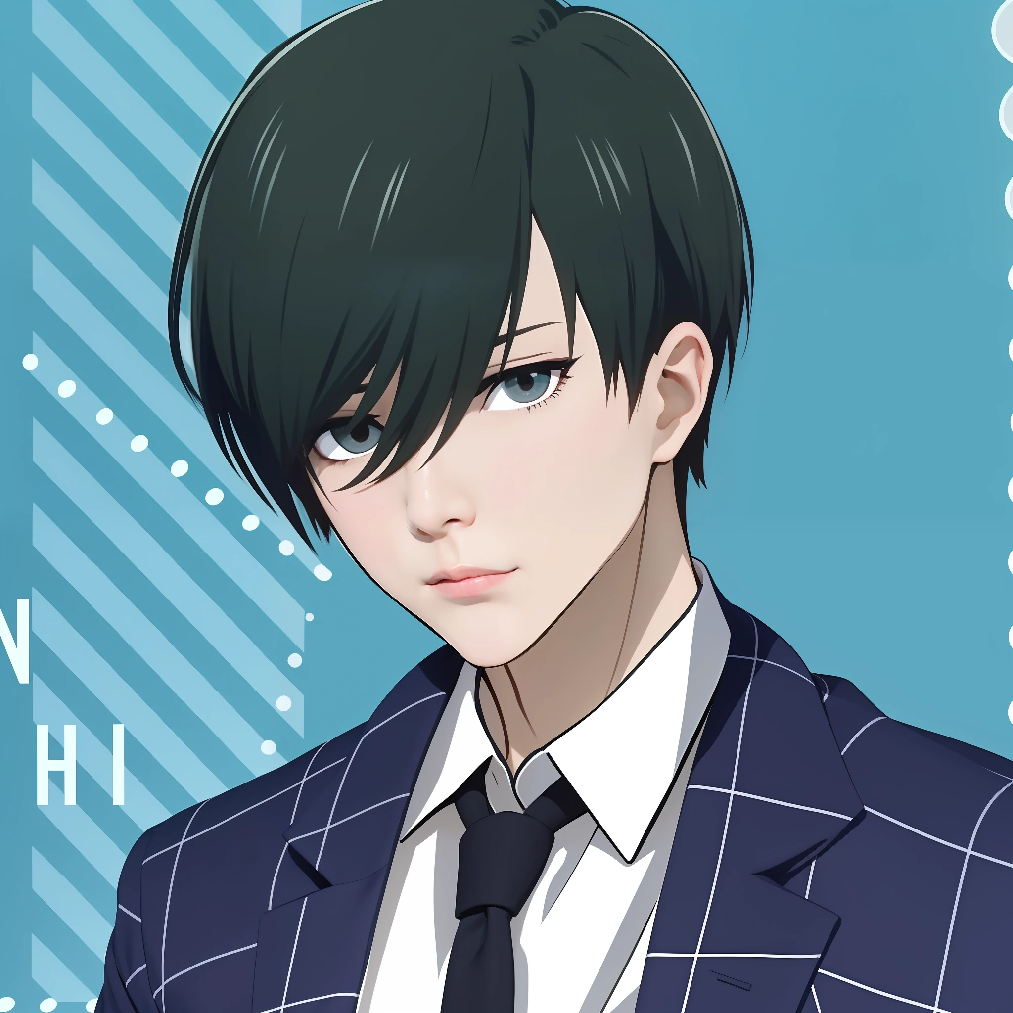 The boy, Itoshi Rin, Blue plaid suit, tall and masculine body
