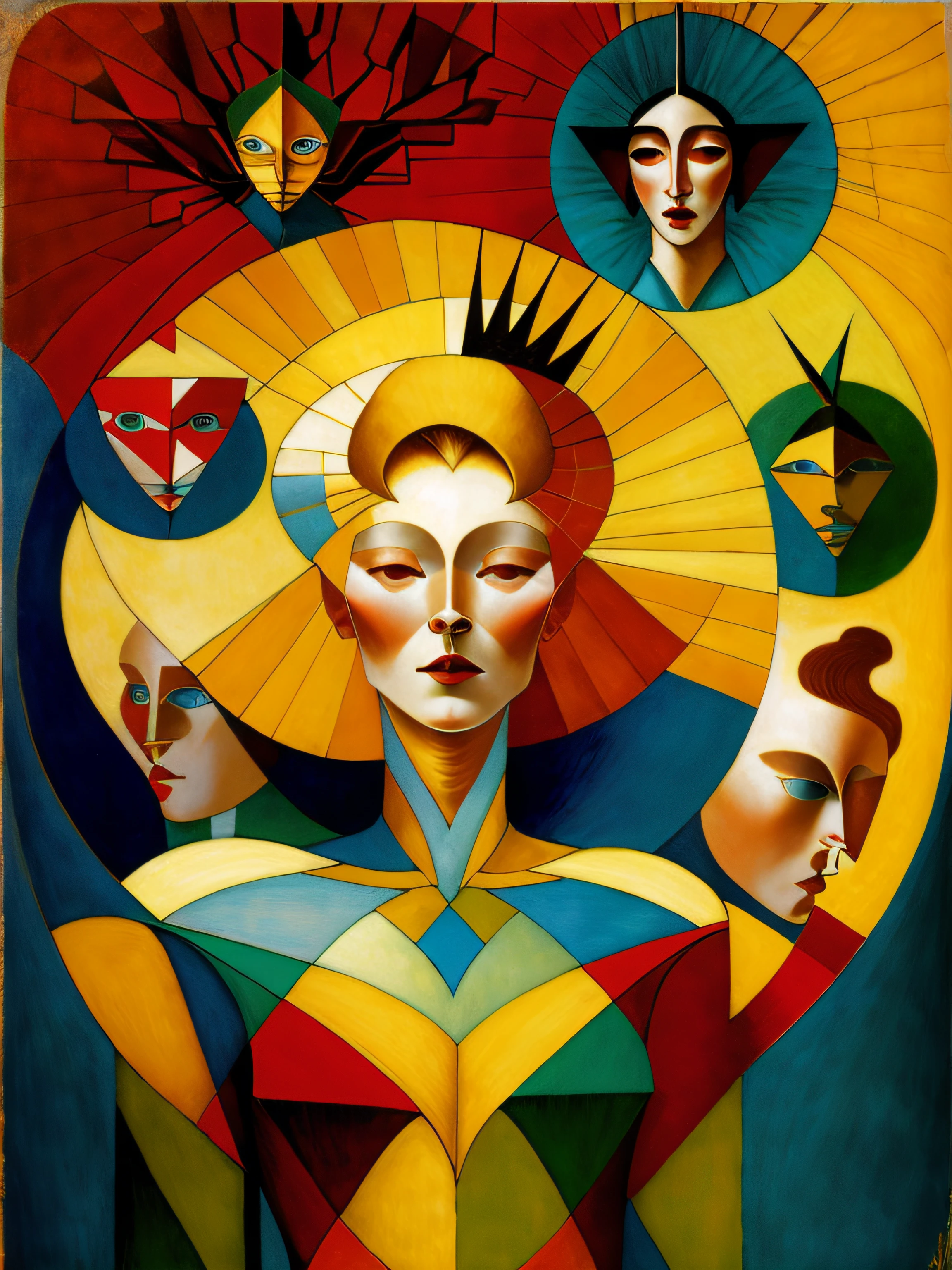 best quality, masterpiece, ultra high resolution, (CCDDA Artstyle: 1.2), in front of the mirror, in style of Paul Klee , ThetaCursed, Michael Parkes, Gustav Klint, Raffaello Ossola, Tiffany Bozic, Tim O'Brien, Wassily Kandinsky, Tamara Lempicka