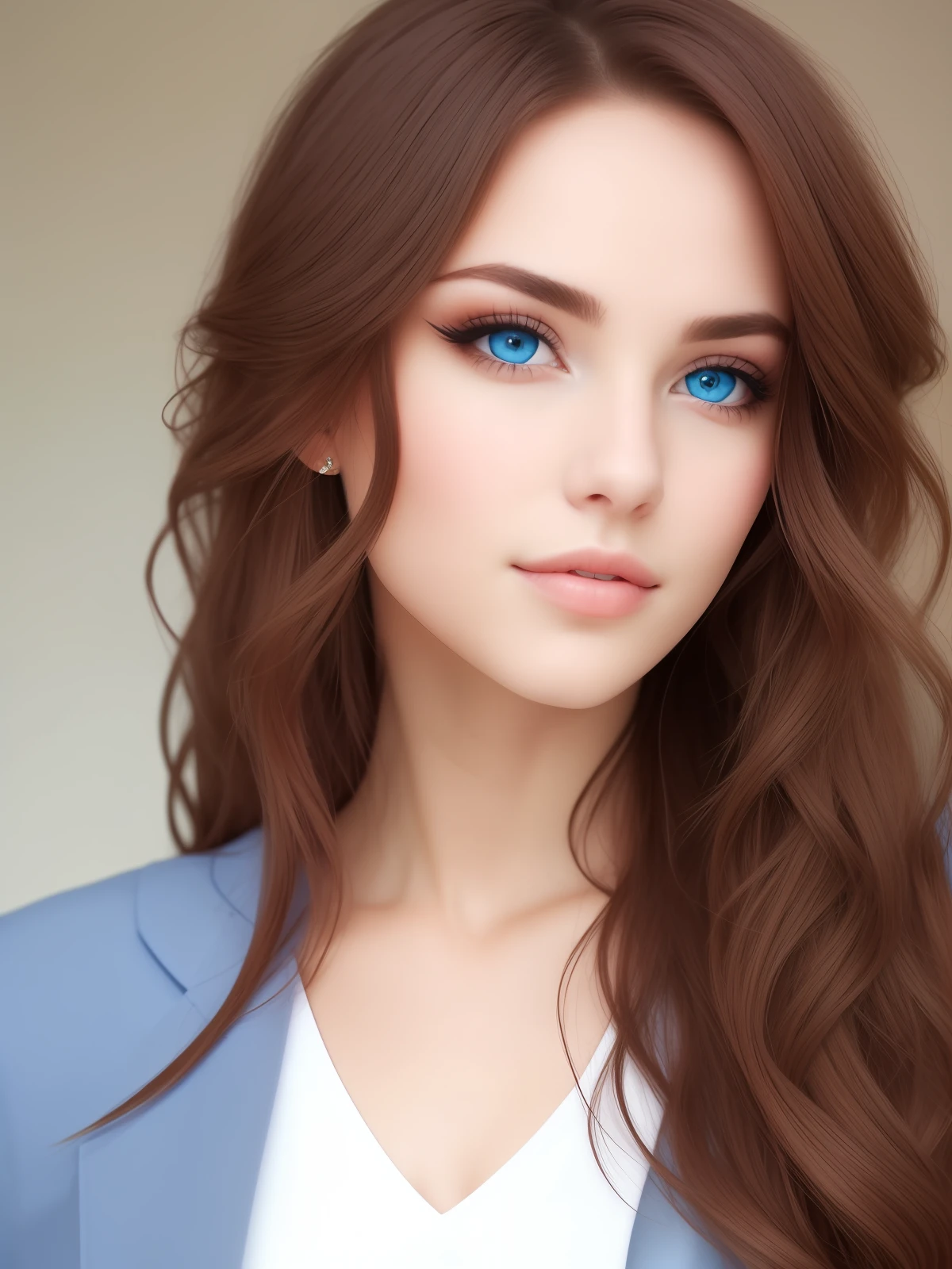 Beautiful woman with blue eyes and long hair
