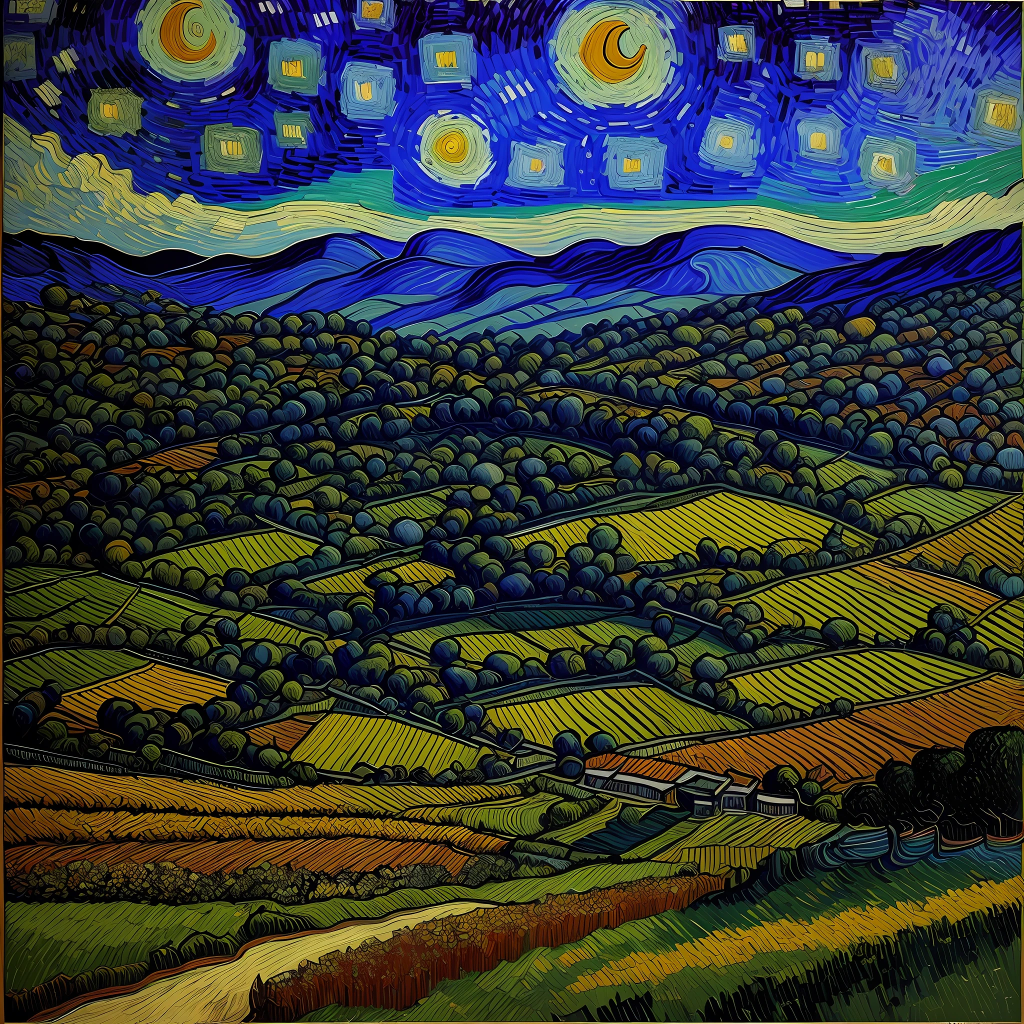 Salvadoran countryside in the style of Vincent van Gogh --auto