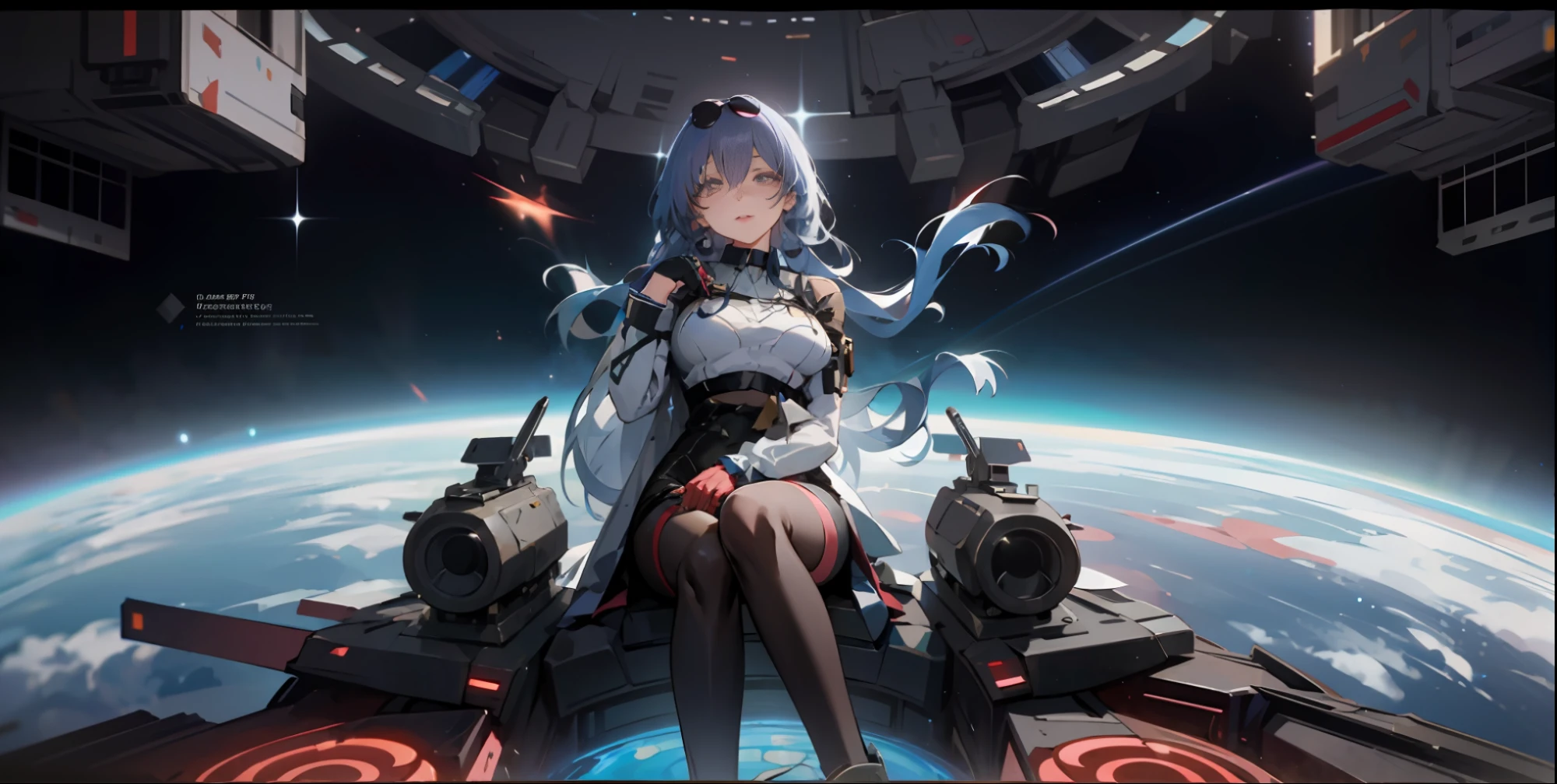 anime girl sitting on a spaceship in space with a view of earth, portrait anime space cadet girl, kantai collection style, official artwork, anime mecha aesthetic, azur lane style, from arknights, anime style 4 k, best anime 4k konachan wallpaper, nightcore, girls frontline universe, mecha asthetic, powerful woman sitting in space
