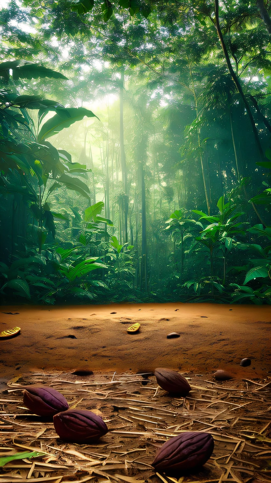 forest floor with cocoa fruits