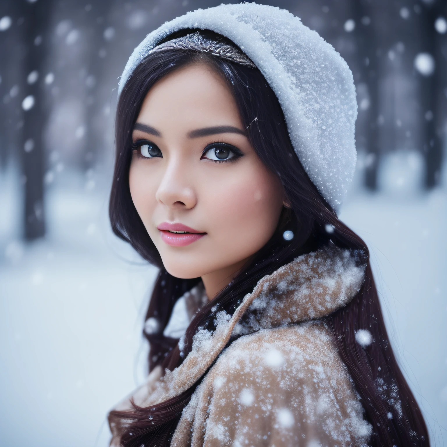 beautiful woman in snow white, slim face, pretty face, instagram influencer, hot on CANON R5, 85mm lens, photo shoot, depth of field, incredibly detailed intricate, hyper maximalist, elegant, hyper realistic, super detailed, dynamic pose, centered, photography, natural light, dynamic, highly detailed, sharp focus