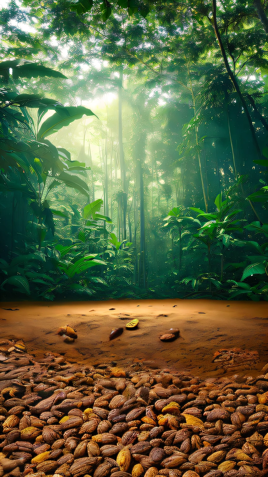 Cocoa fruit on the ground