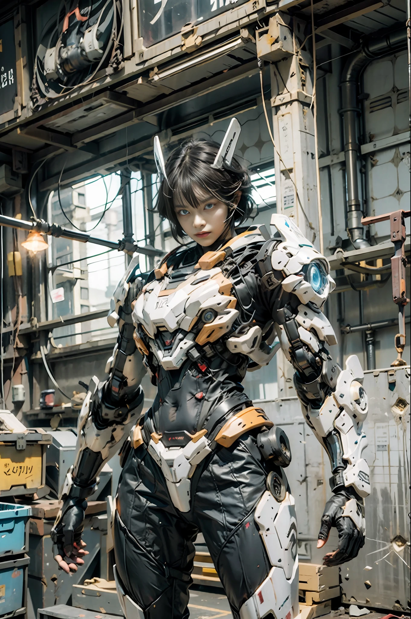 holding_weapon, no_humans,glowing_eyes, science_fiction,