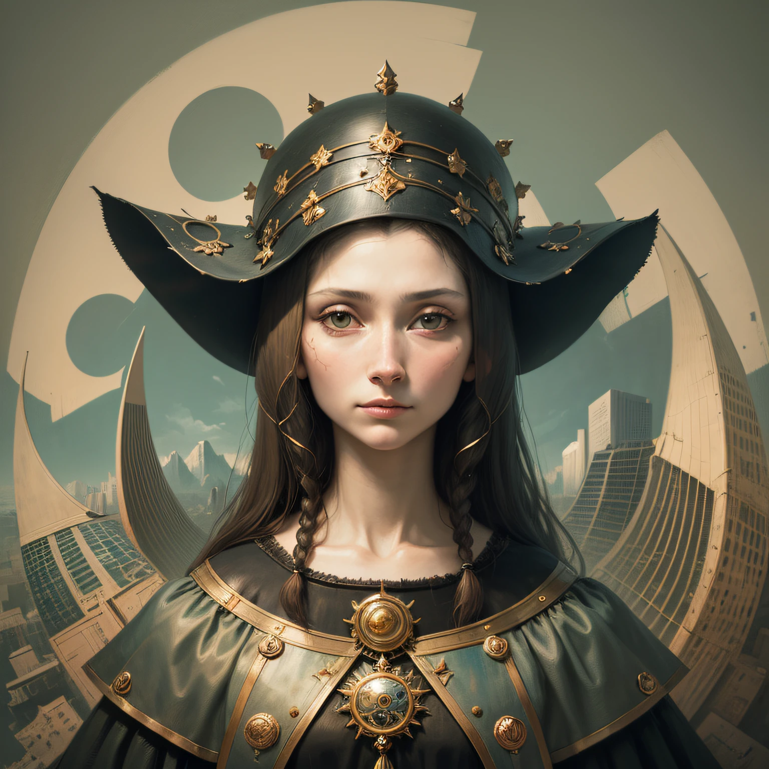Monalisa 2023 art by Hieronymus Bosch in the anime, futuristic, sci-fi movie style:: A detailed, elegant, intricate and colorful portrait in mixed media :: A masterpiece of surreal art, a vibrant painting --auto --s2